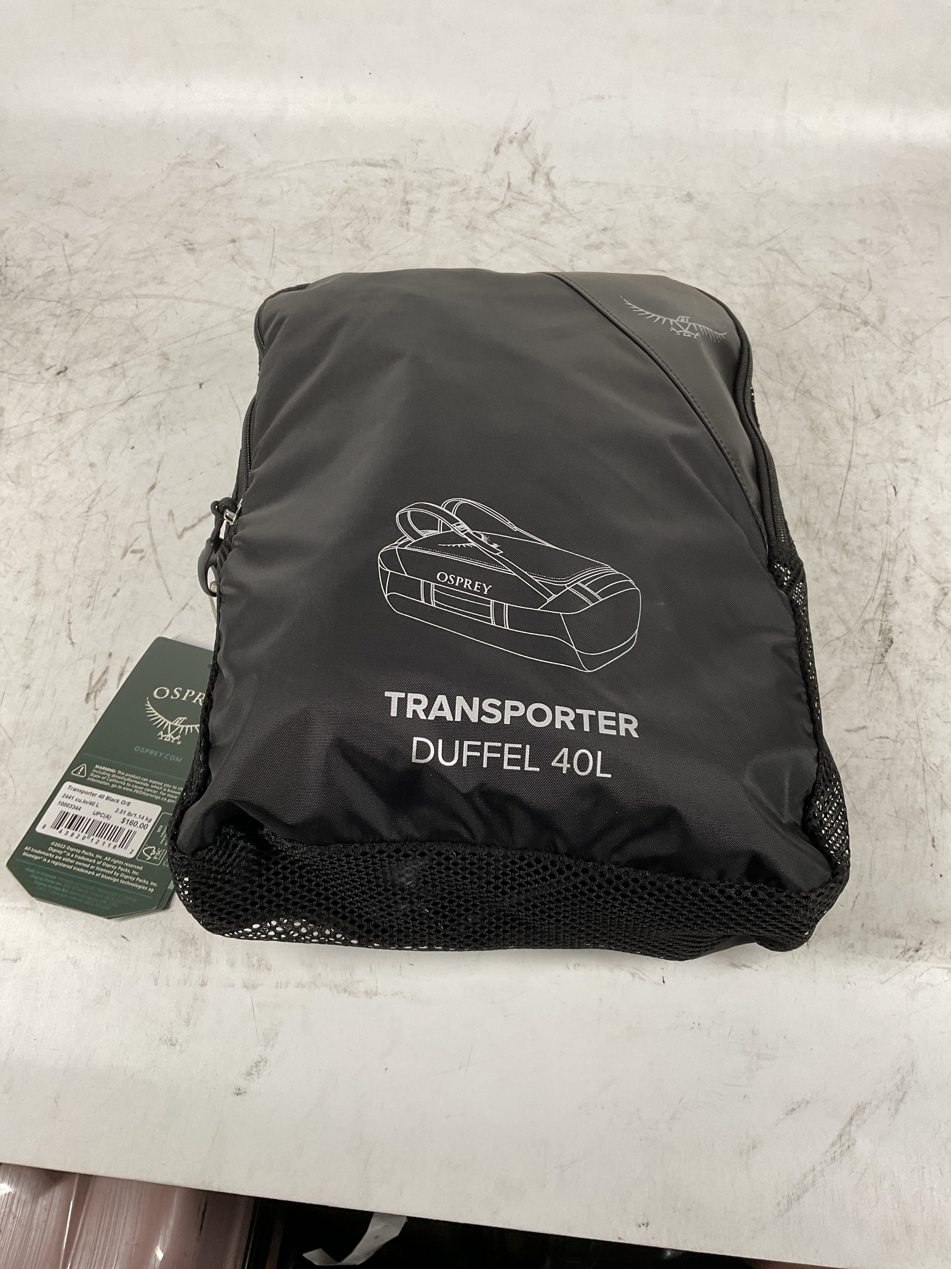 Osprey Packs Transporter Travel Duffel Bag 40L ( Black , 40L ) Black 40 L U1