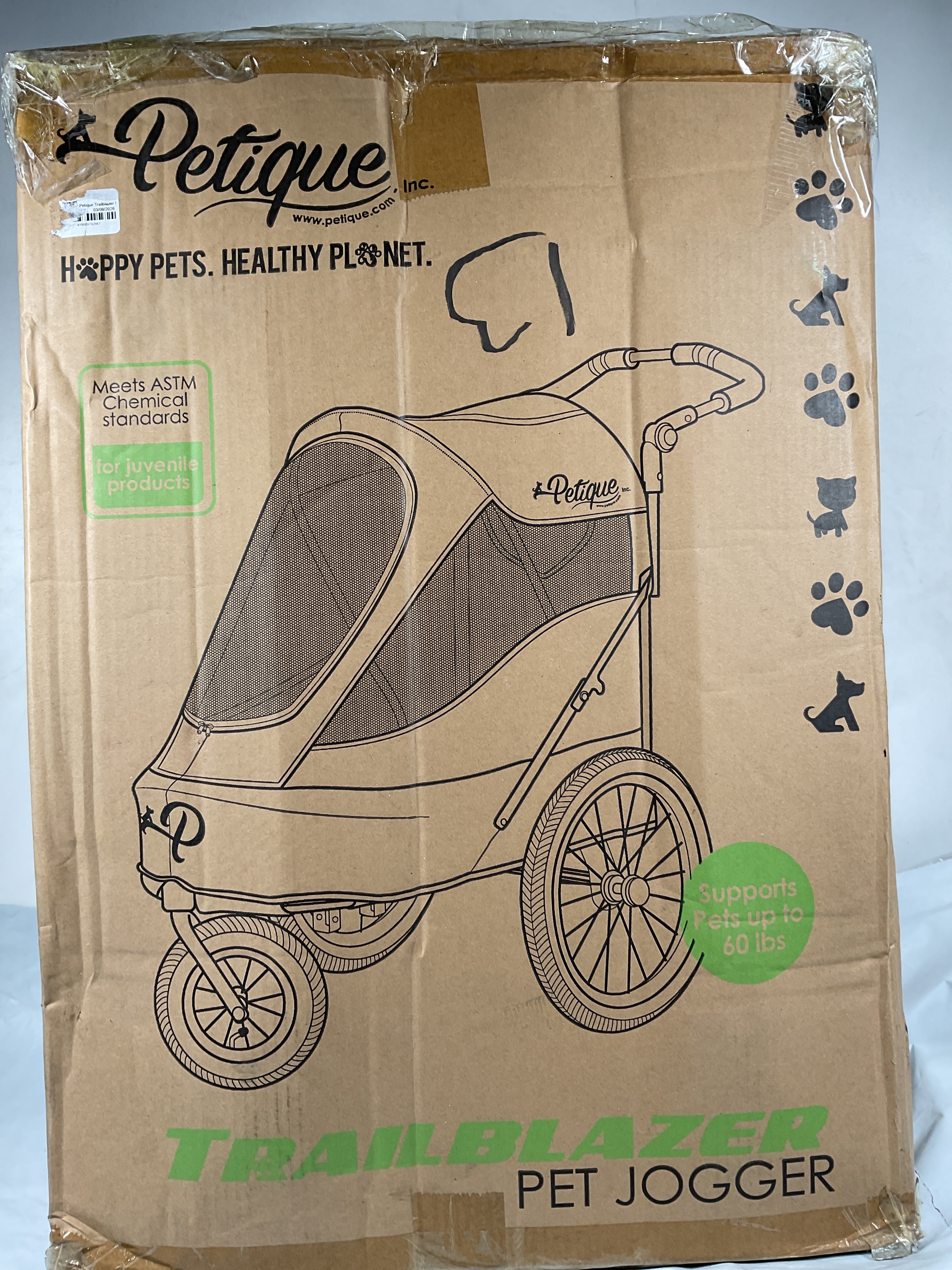 Petique Revolutionary Stroller, Dog Cart for Small to Medium Size Pets, Ventilated Pet Jogger for Cats & Dogs ( Gray , One Size ) Gray One Size U1