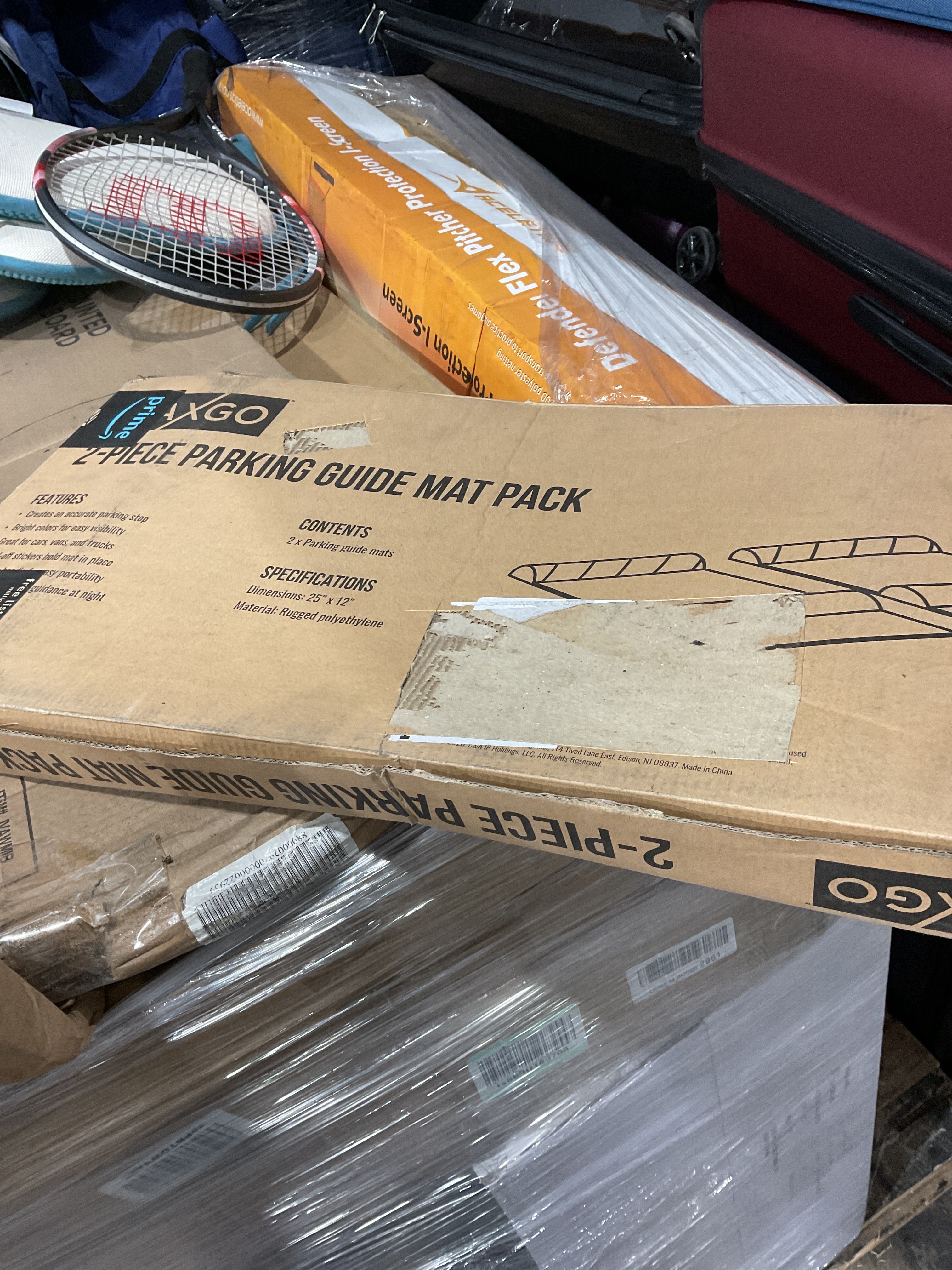 RaxGo Car Parking Mat, Garage Wheel Stopper Parking Aid, Tire Guides for Cars, Trucks & Vehicles | Anti-Skid Grips, Easy Install Adhesive, Carry Handles & Reflective Strips, Black | Pack of 2 Mats U1