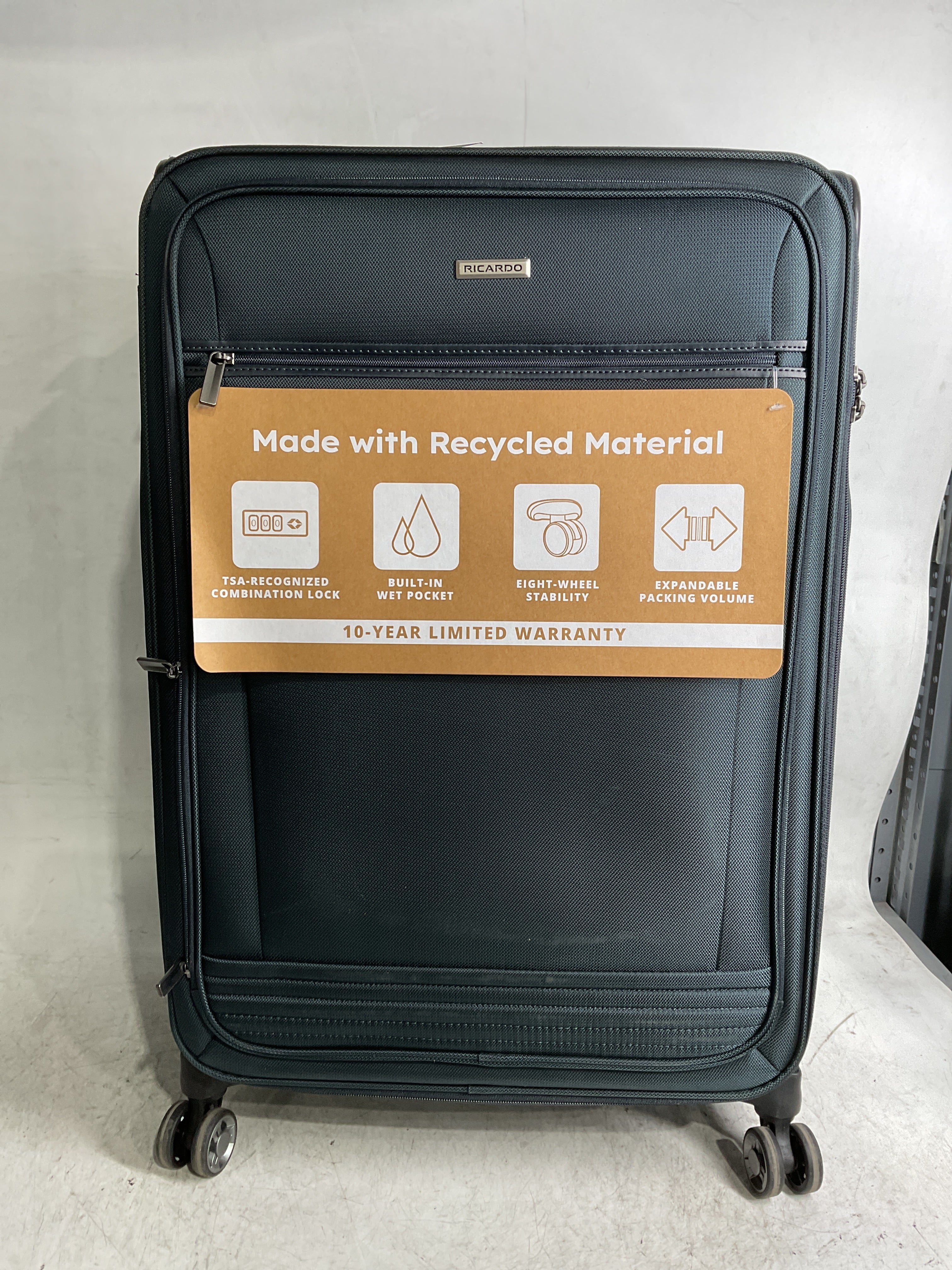 Ricardo Beverly Hills Avalon Softside Luggage Made with Sustainable 100% Recycled PET (rPET), Lightweight, Eco-Friendly Travel, Expandable, Dual Spinner Wheels ( Storm Blue , 28-inch ) Storm Blue 28 Inch U1