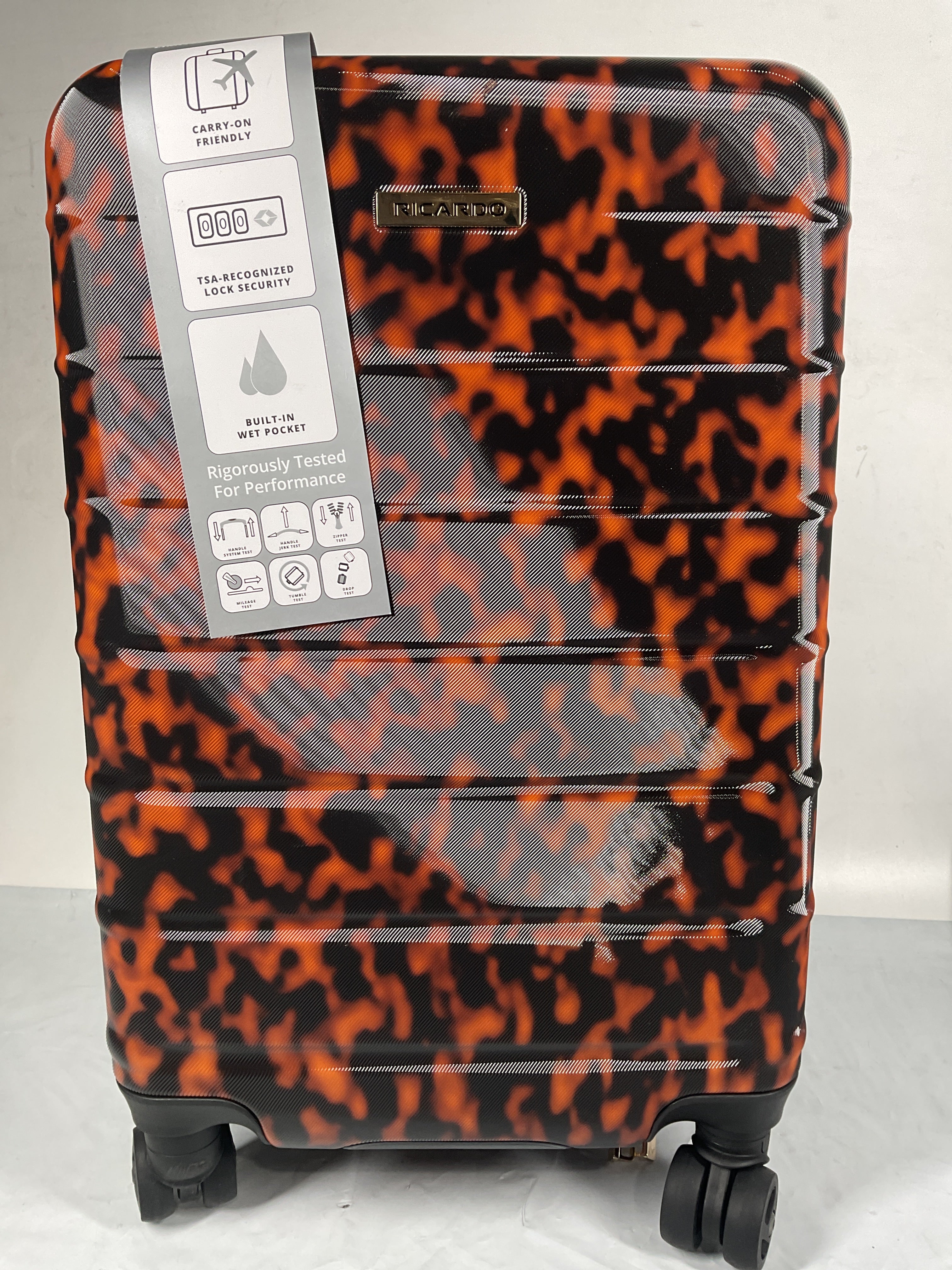 Ricardo Beverly Hills Cambria Hardside Luggage | Stylish Suitcase with Wheels for Effortless Travel, Expandable and Secure TSA-Locked Packing, 20-inch Carry-On, 22x14x9 ( Tortoise , Carry-On 20-Inch ) Tortoise Carry On 20 Inch U1