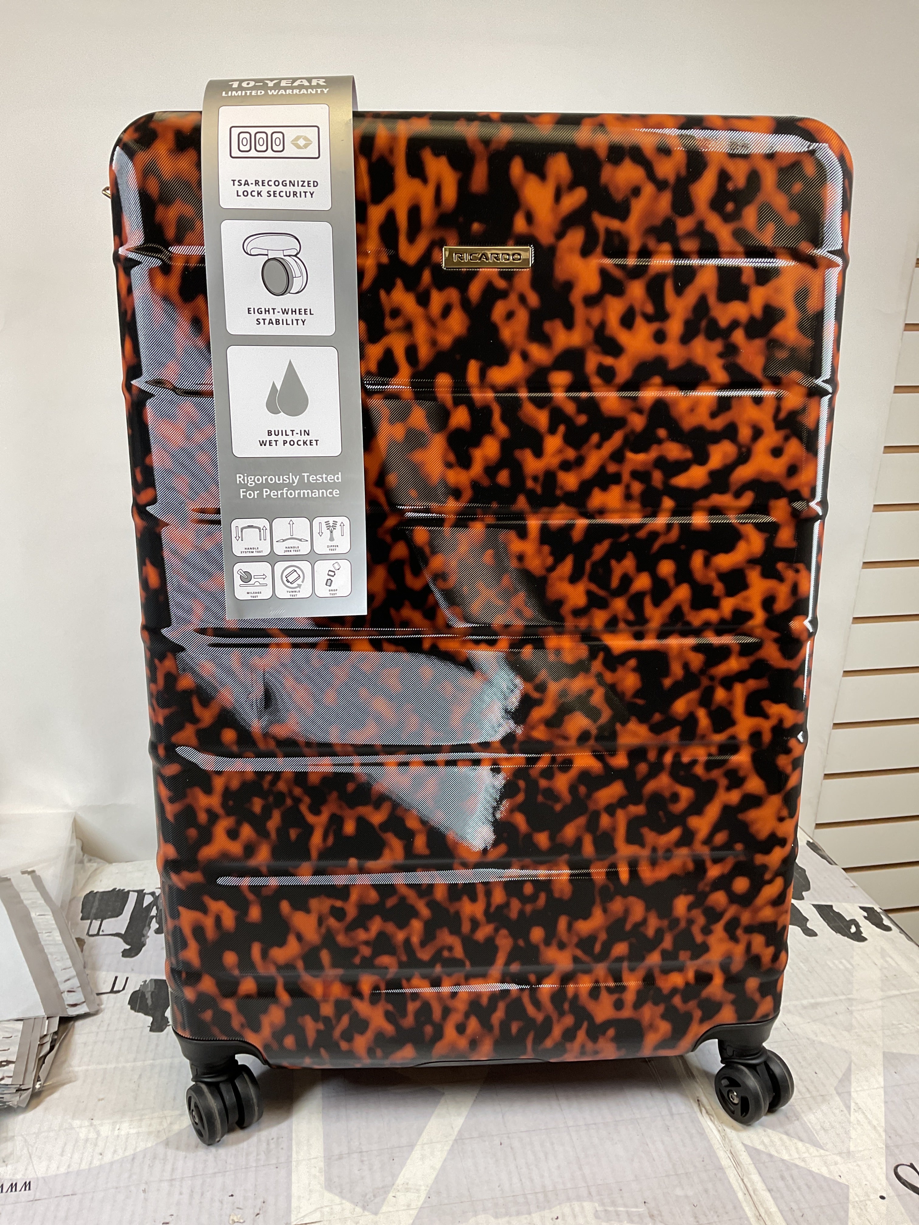 Ricardo Beverly Hills Cambria Hardside Luggage | Stylish Suitcase with Wheels for Effortless Travel, Expandable and Secure TSA-Locked Packing 29-inch Large Checked ( Tortoise , Checked Large 29-Inch ) Tortoise Checked Large 29 Inch U2