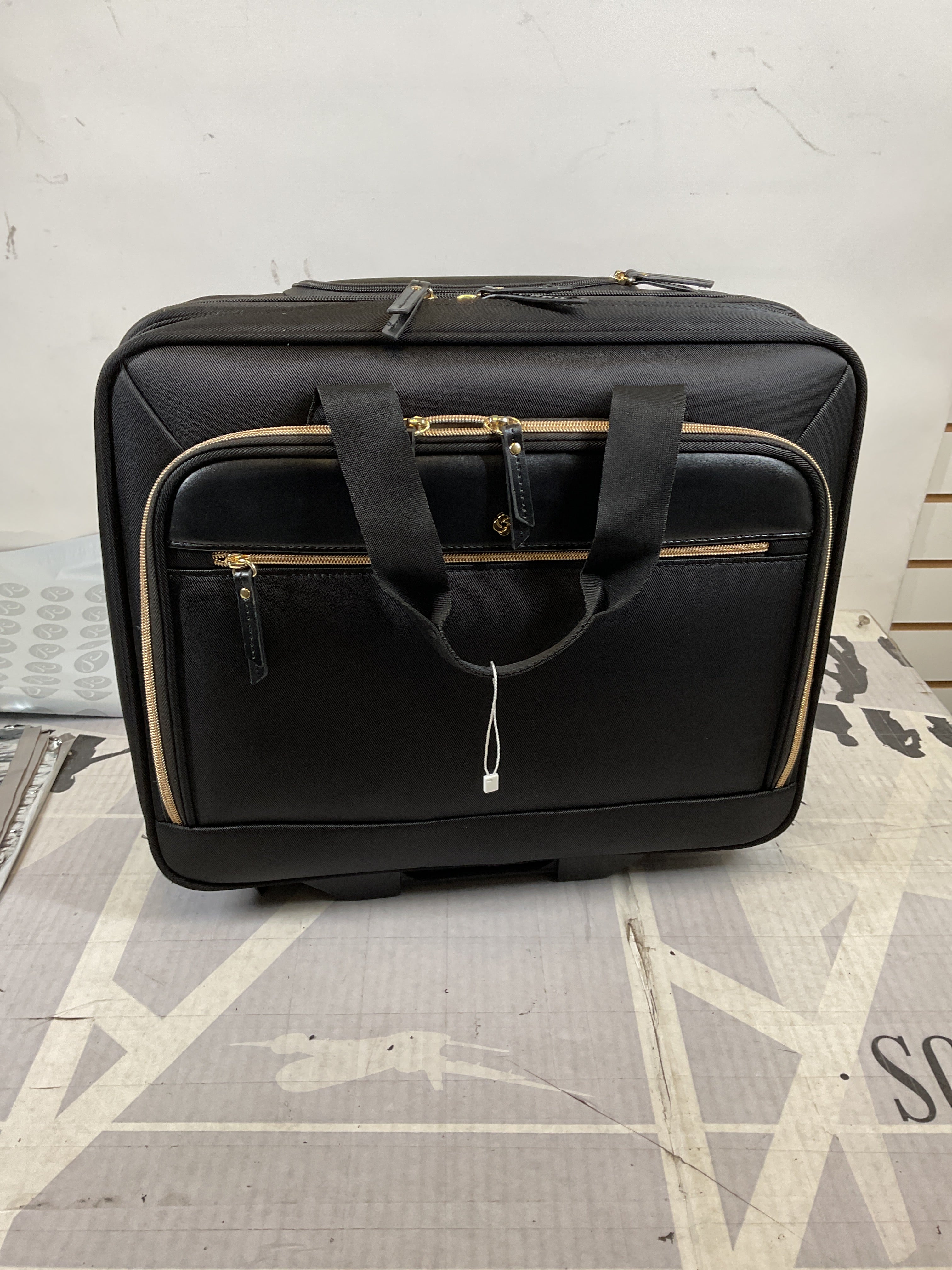 Samsonite Women's Upright Mobile Office Suitcase, Black, Water Resistant, Padded Laptop Compartment, Front Zippered Pockets ( Black , Upright Wheeled Mobile Office ) Black Upright Wheeled Mobile Office U9