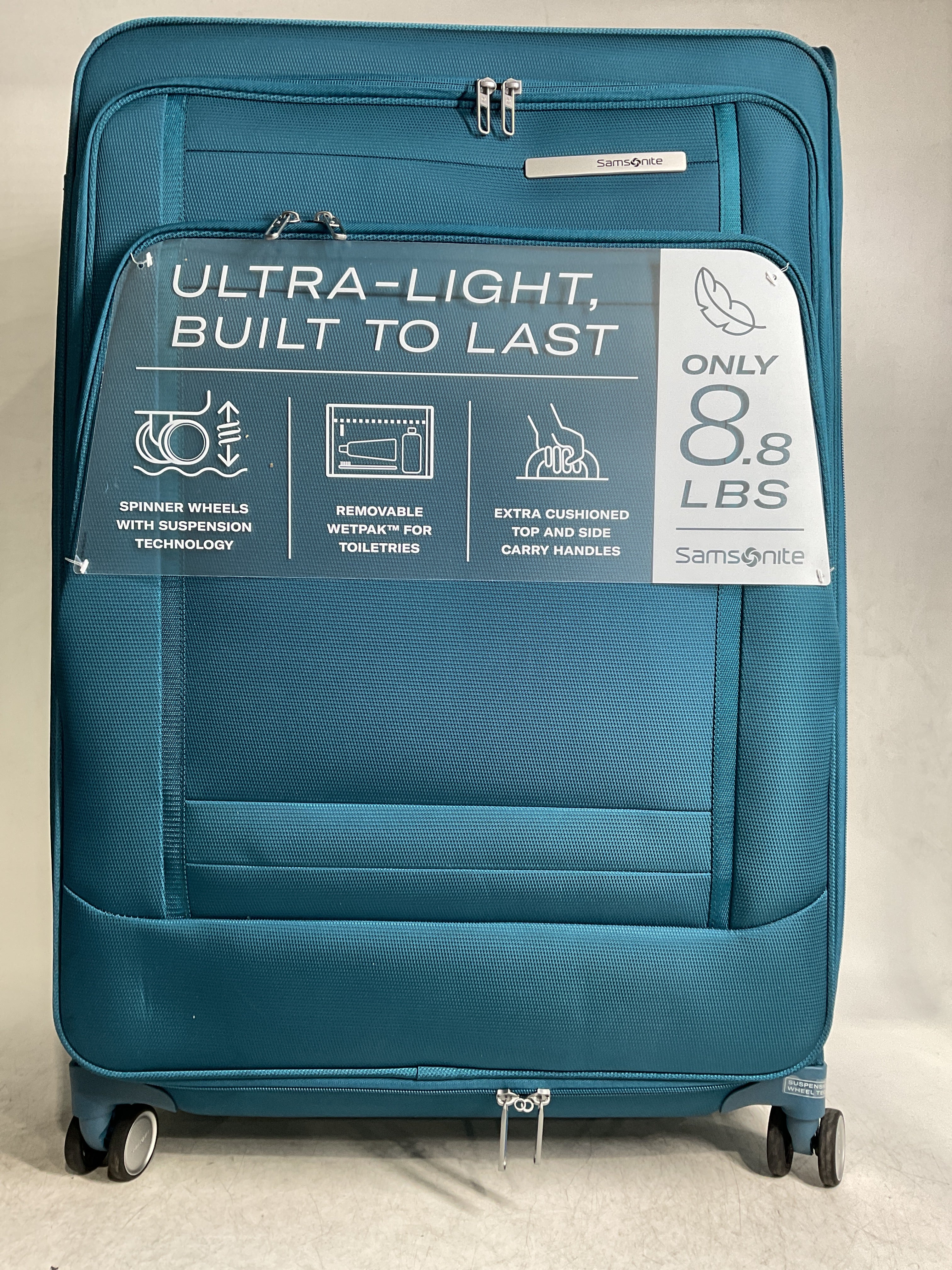 Samsonite UpLIFT Lightweight Softside Expandable Luggage ( Cerulean Blue , Large Checked ) Cerulean Blue Large Checked U3