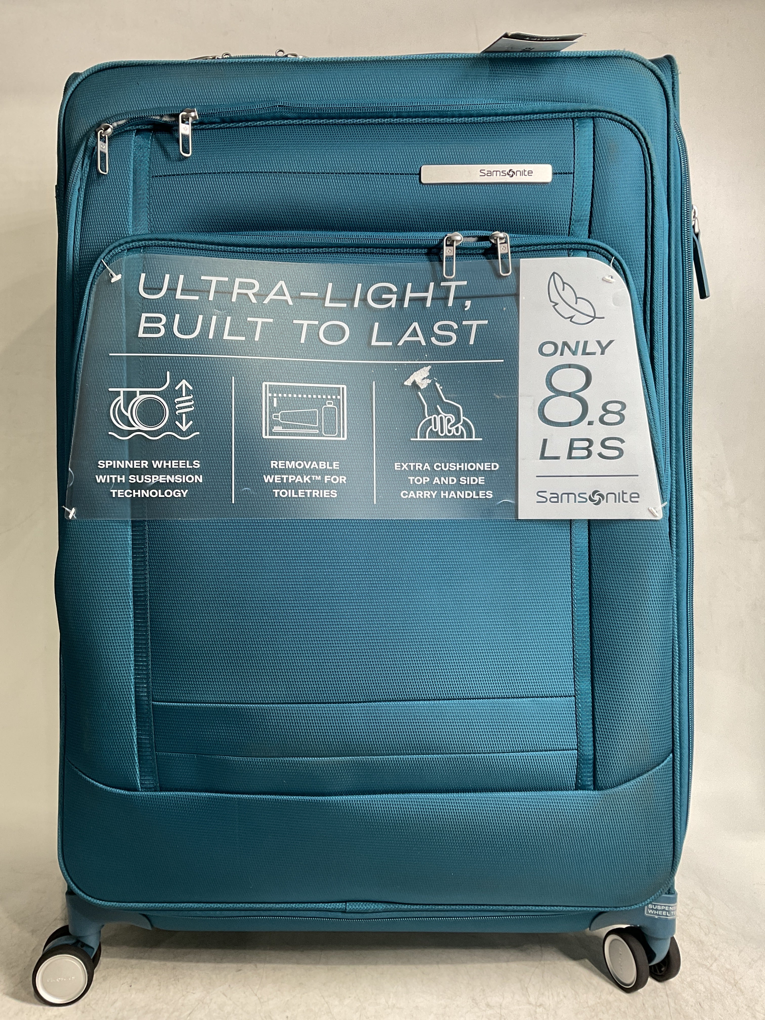 Samsonite UpLIFT Lightweight Softside Expandable Luggage ( Cerulean Blue , Large Checked ) Cerulean Blue Large Checked U4