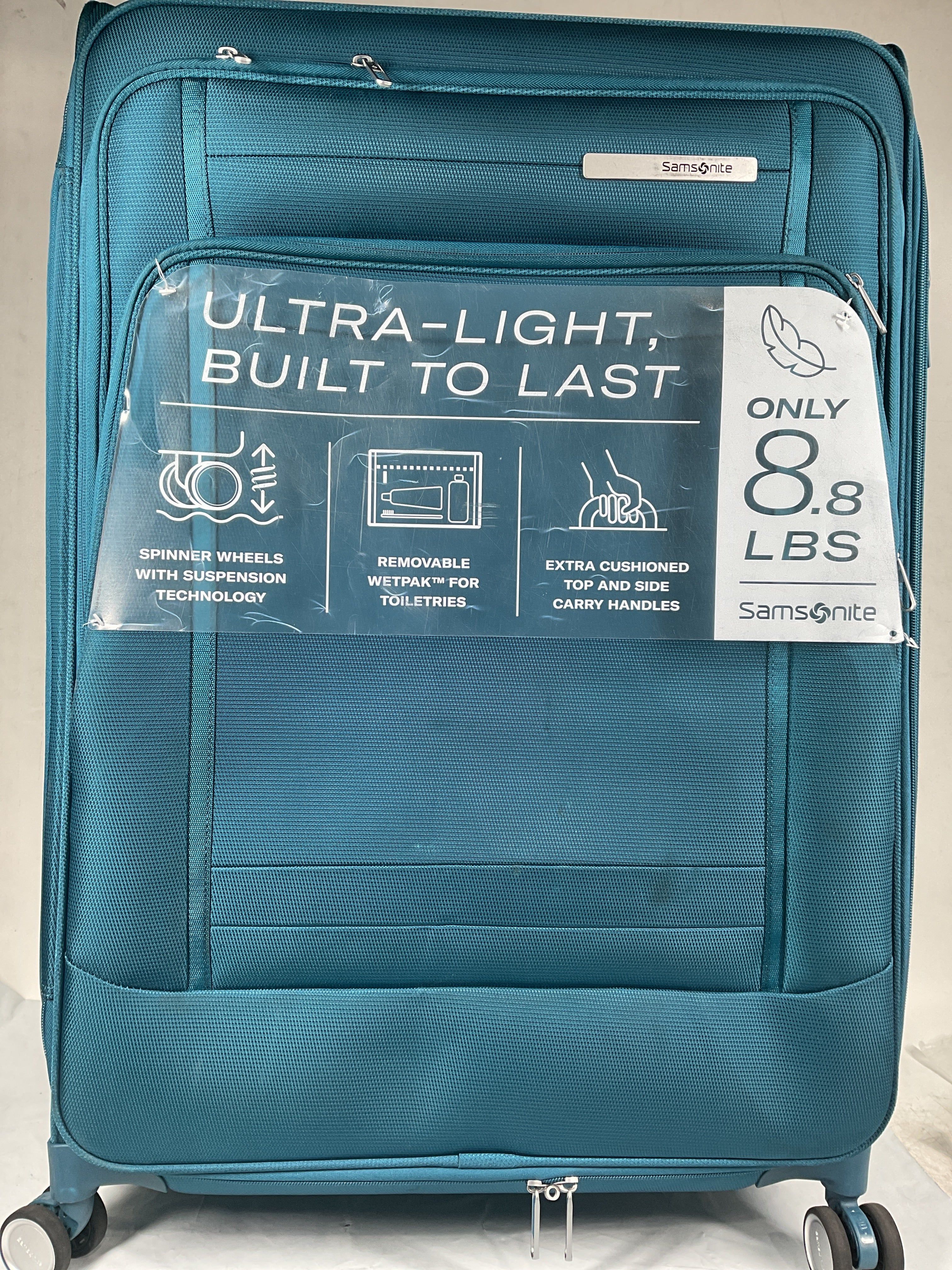 Samsonite UpLIFT Lightweight Softside Expandable Luggage ( Cerulean Blue , Large Checked ) Cerulean Blue Large Checked U6