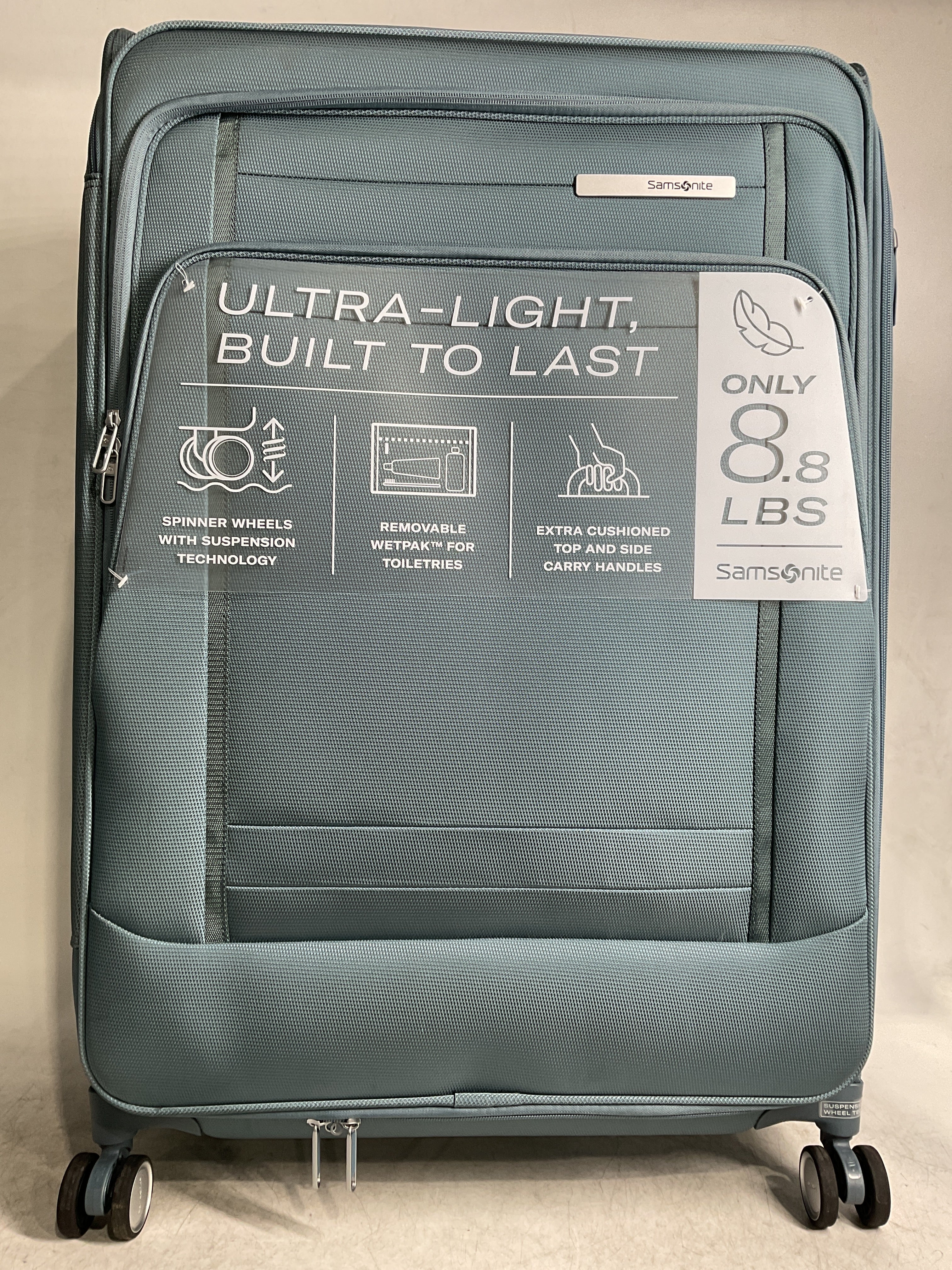Samsonite UpLIFT Lightweight Softside Expandable Luggage ( Elemental Blue , Large Checked ) Elemental Blue Large Checked U1
