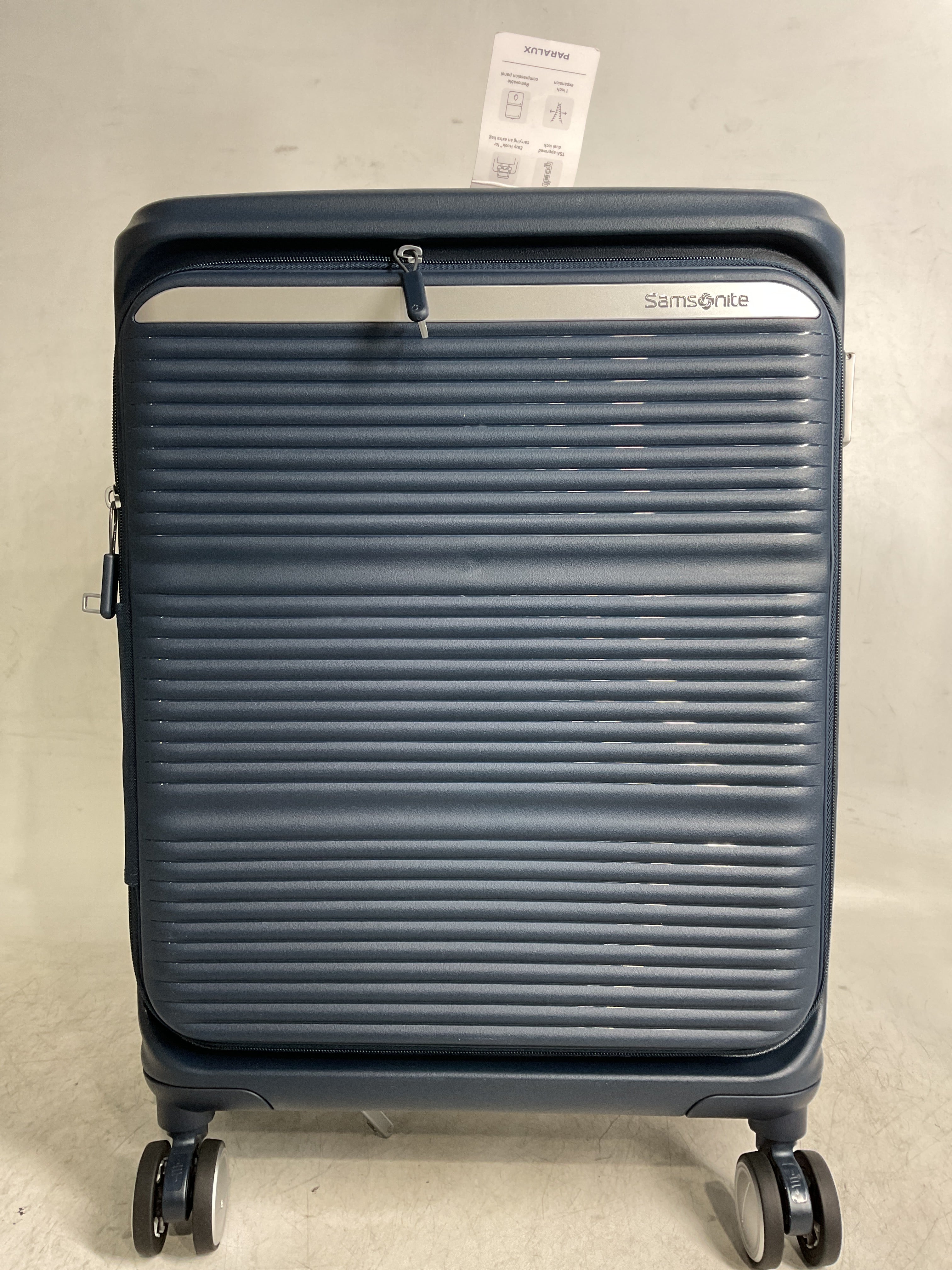 Samsonite Paralux Luggage - Innovative Design - Quick Access Front Pocket - Dual Suspension Wheel Technology - TSA Lock - Expandable - Includes Removable Packing Cubes ( Midnight Navy , International Carry-On ) Midnight Navy International Carry  U1
