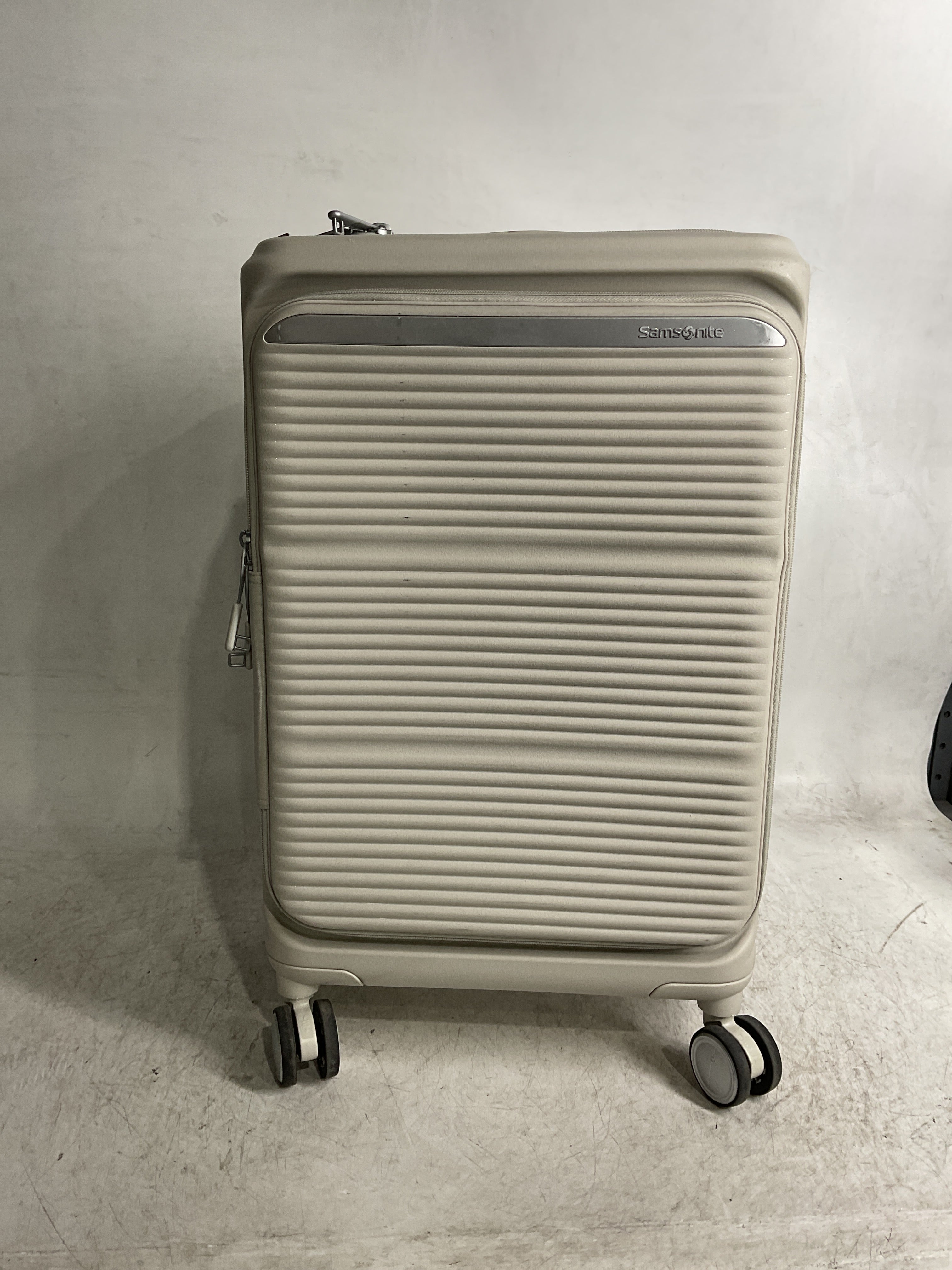 Samsonite Paralux Luggage - Innovative Design - Quick Access Front Pocket - Dual Suspension Wheel Technology - TSA Lock - Expandable - Includes Removable Packing Cubes ( Stone Grey , Carry-On Spinner ) Stone Grey Carry On Spinner U1