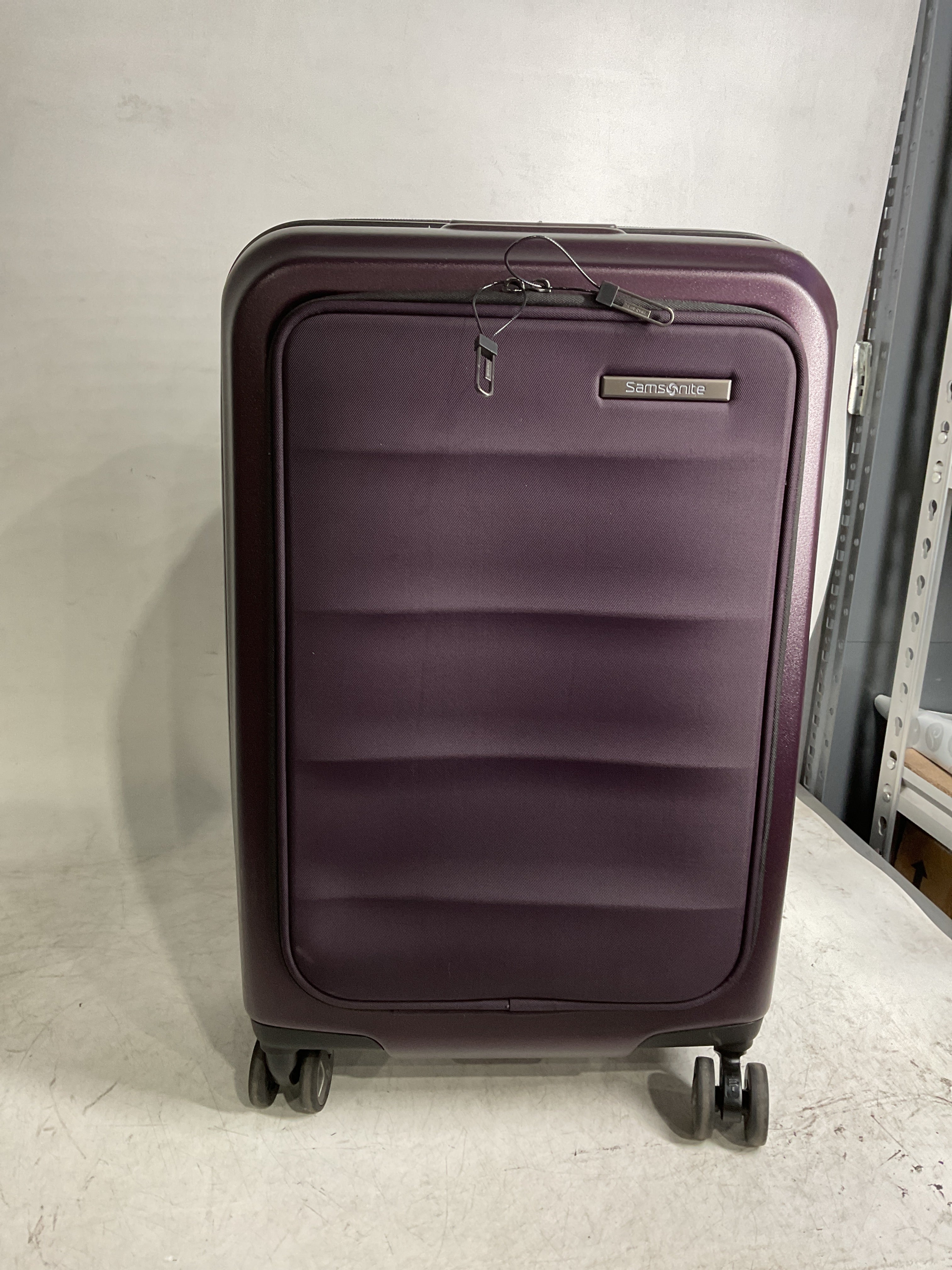Samsonite Octiv Hardside Spinner ( Amethyst Purple , Front Pocket Carry-On 21 inch ) Amethyst Purple Front Pocket Carry On 21 Inch U3