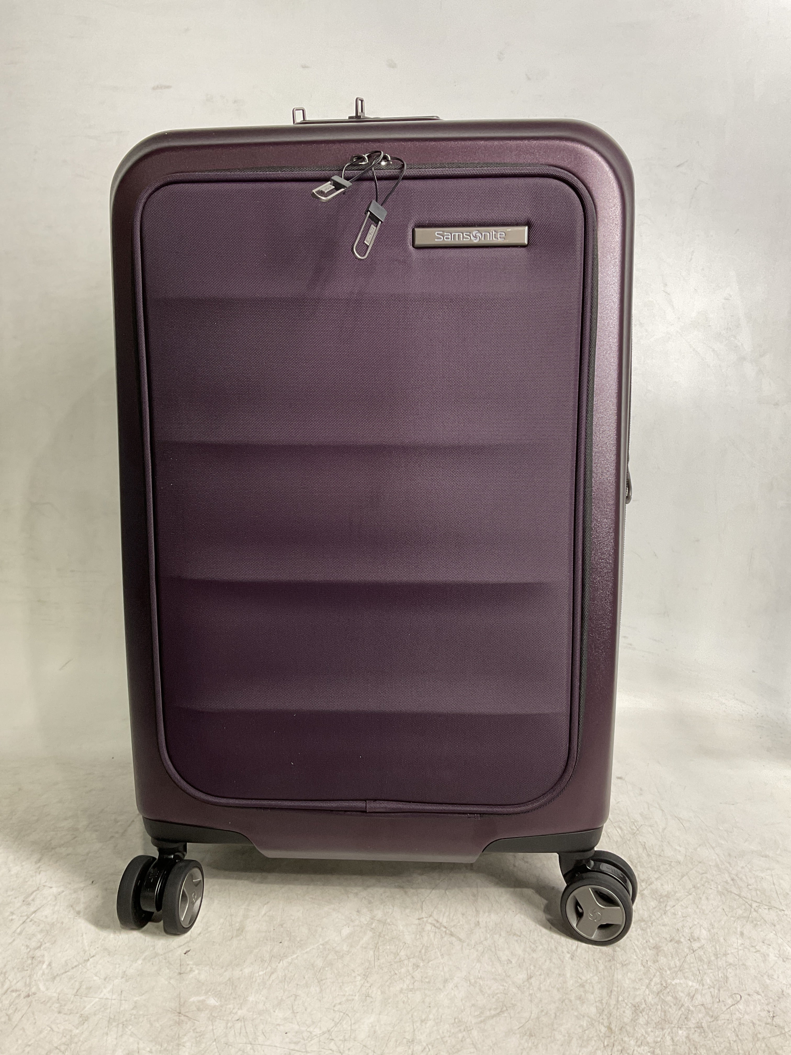 Samsonite Octiv Hardside Spinner ( Amethyst Purple , Front Pocket Carry-On 21 inch ) Amethyst Purple Front Pocket Carry On 21 Inch U5