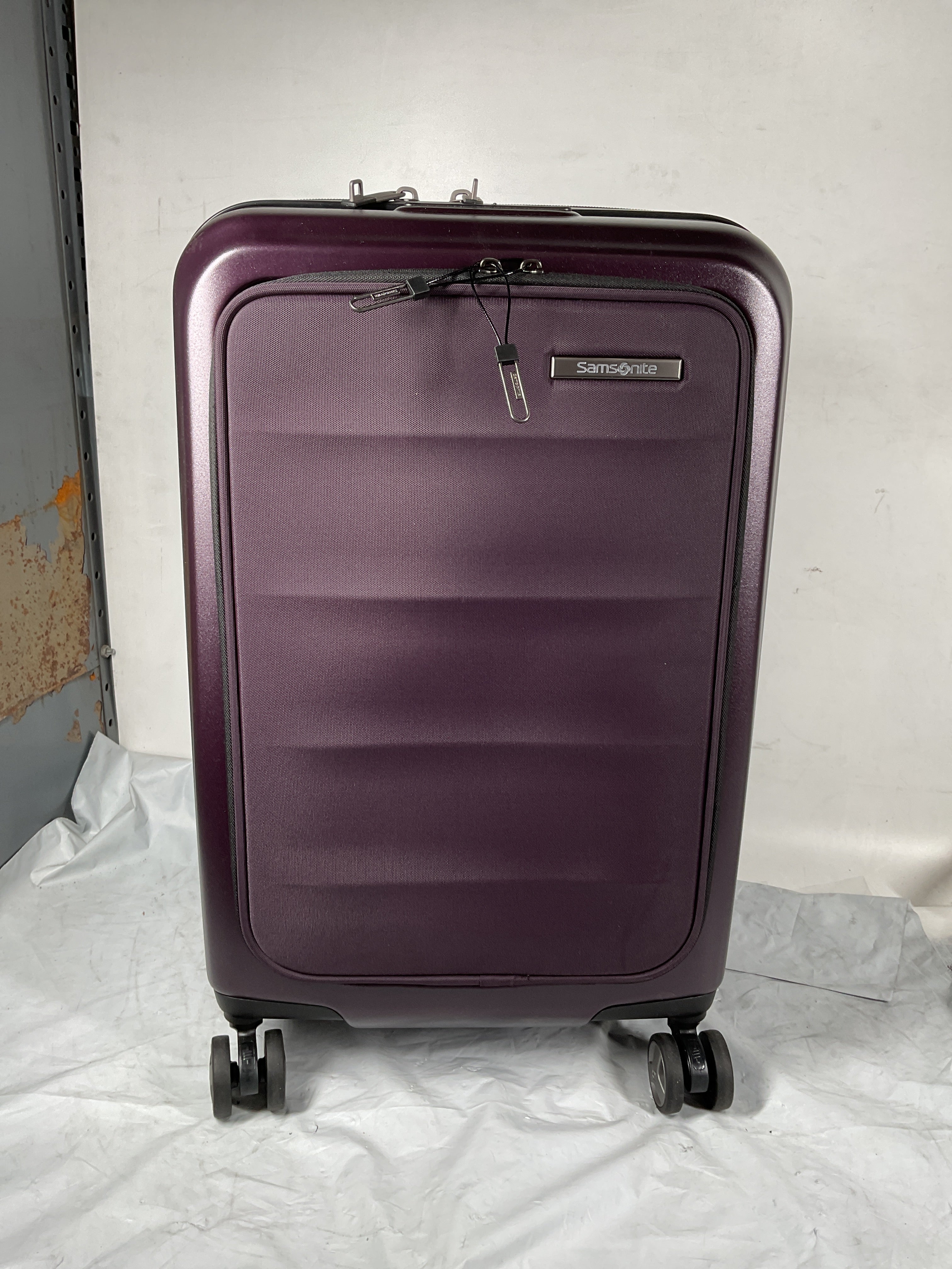 Samsonite Octiv Hardside Spinner ( Amethyst Purple , Front Pocket Carry-On 21 inch ) Amethyst Purple Front Pocket Carry On 21 Inch U8
