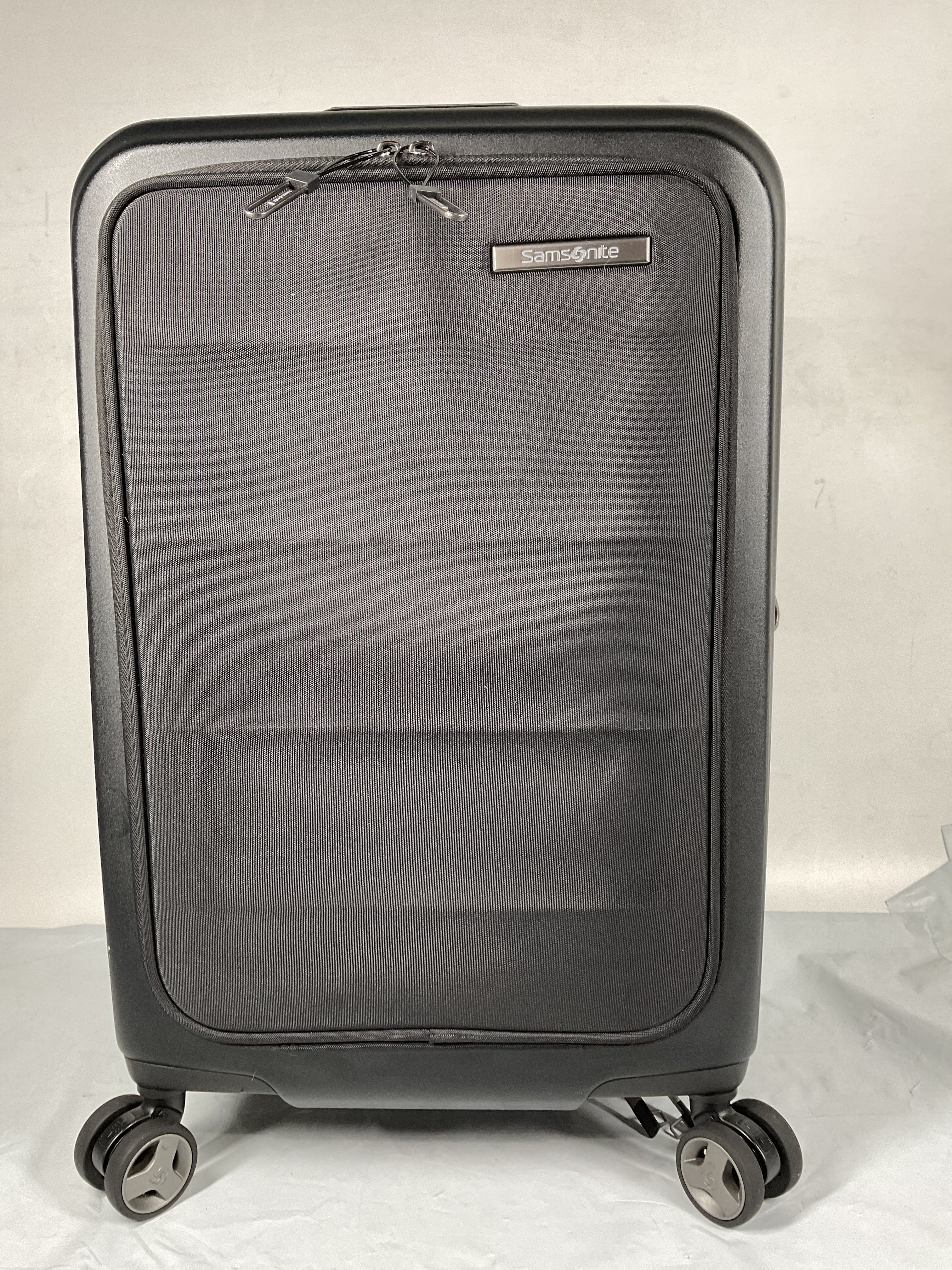 Samsonite Octiv Hardside Spinner ( Stealth Black , Front Pocket Carry-On 21 inch ) Stealth Black Front Pocket Carry On 21 Inch U12