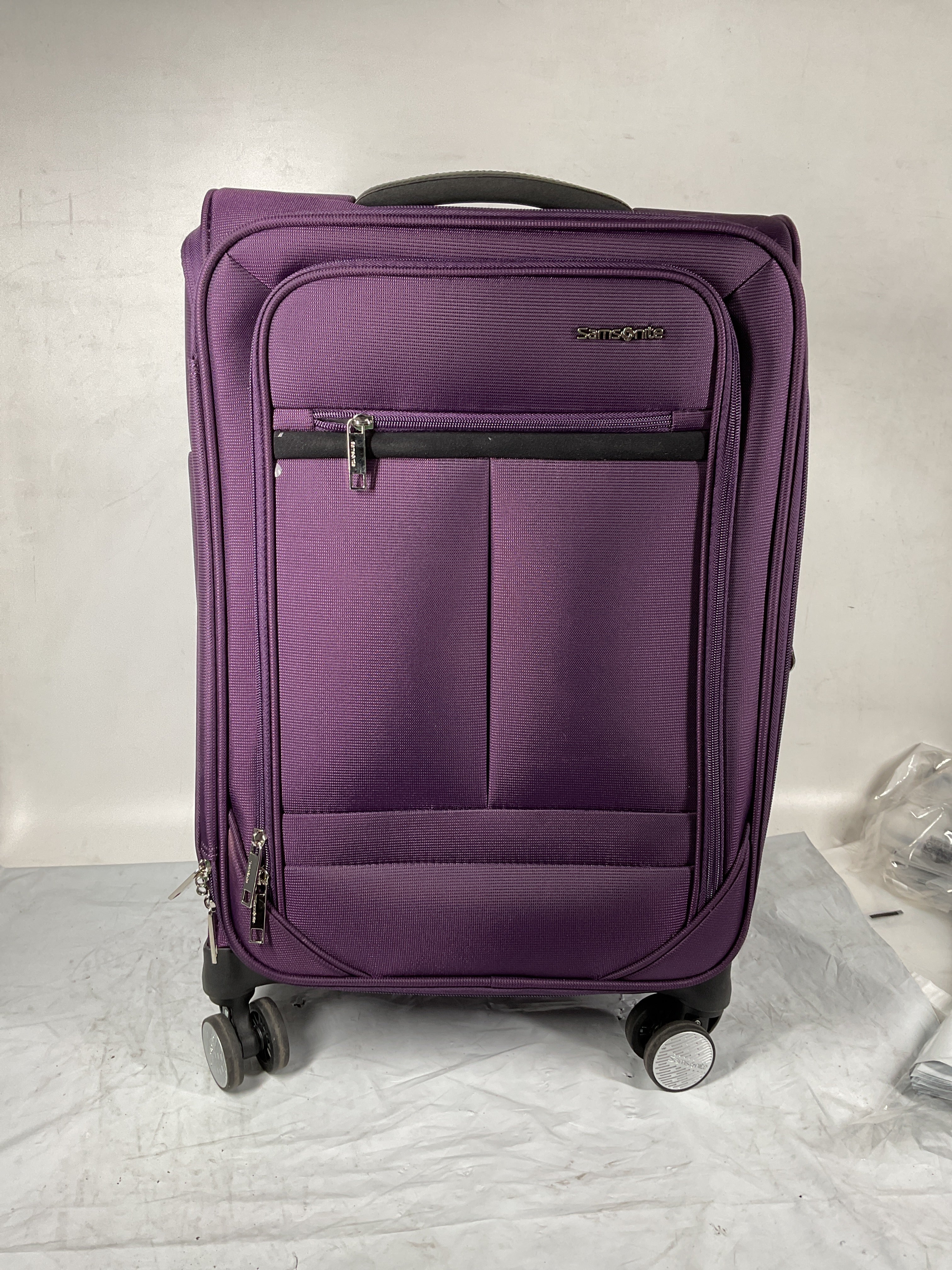 Samsonite Element Carry-On Soft-Sided Expandable 21-Inch Suitcase: Airline Approved for Most Major Airlines, Durable, 360 Spinner Wheels, Adjustable Handle, 2 Front & Side Pocket ( Purple , 21-Inch Carry-On ) Purple 21 Inch Carry On U3