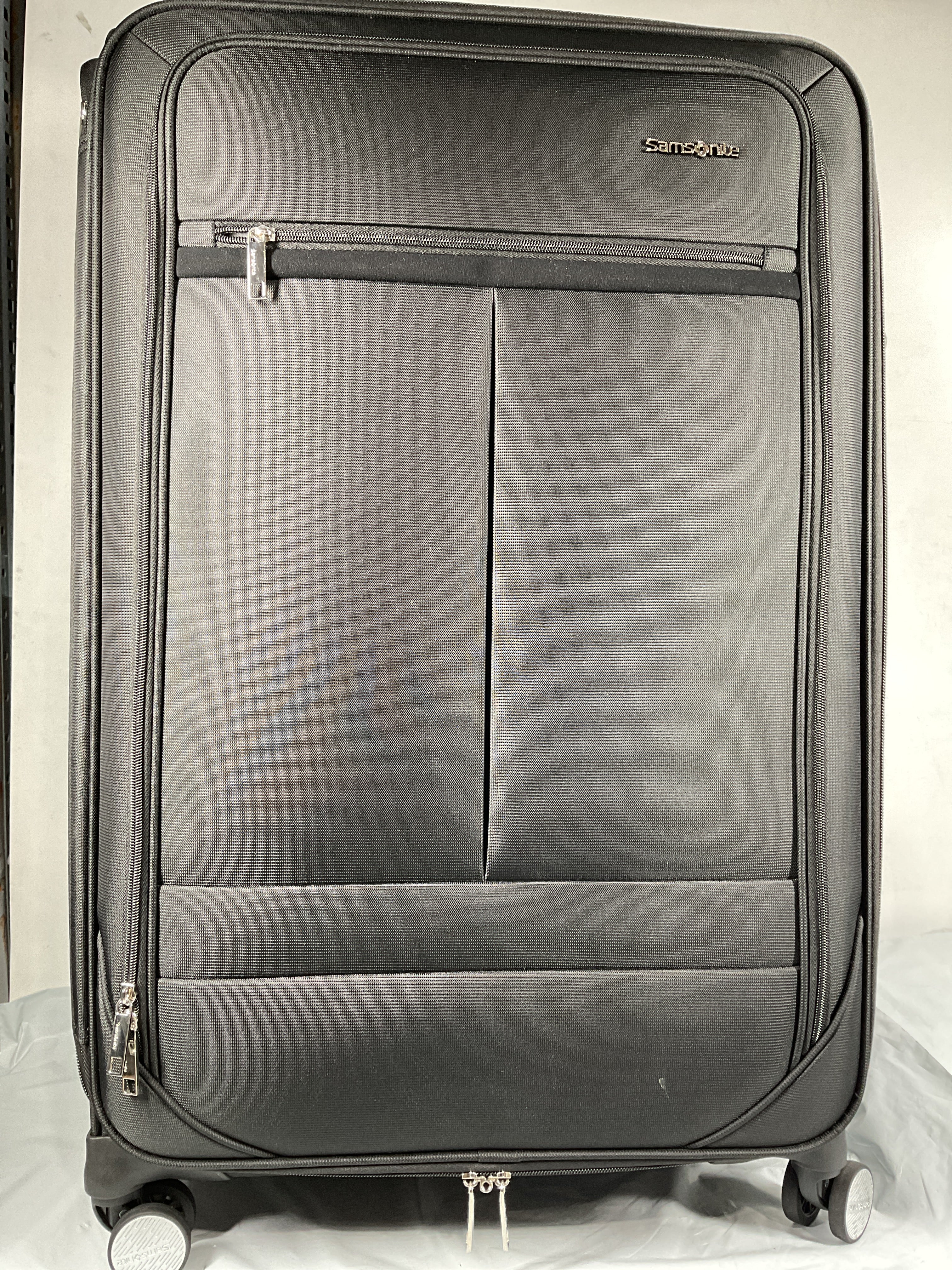 Samsonite Element Soft-Sided 29-Inch Lightweight Large Checked Expandable Suitcase: Durable, 360 Spinner Wheels, Adjustable Telescopic Handle, 2 Front & 1 Side Pocket ( Black , 29-Inch Checked-Large ) Black 29 Inch Checked Large U1