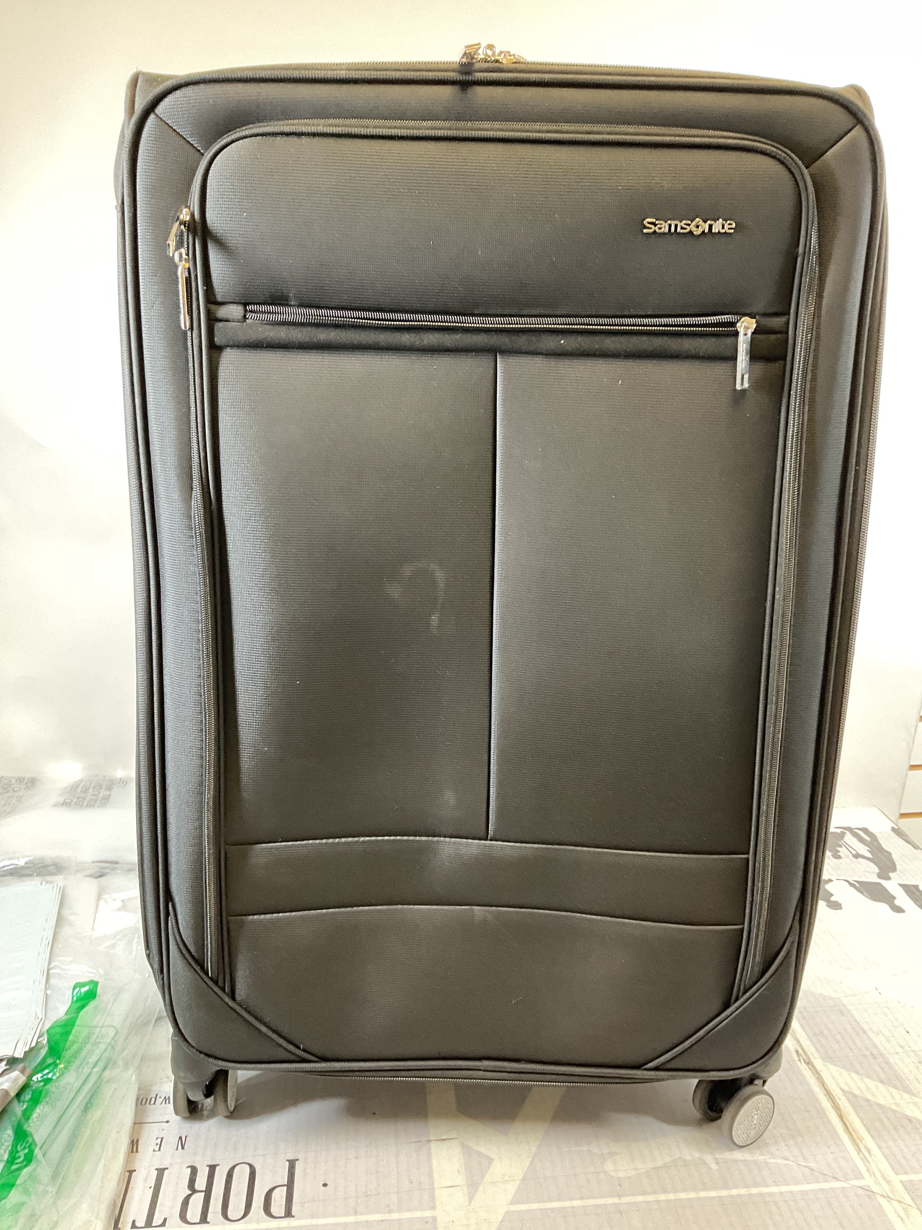 Samsonite Element Soft-Sided 29-Inch Lightweight Large Checked Expandable Suitcase: Durable, 360 Spinner Wheels, Adjustable Telescopic Handle, 2 Front & 1 Side Pocket ( Black , 29-Inch Checked-Large ) Black 29 Inch Checked Large U16