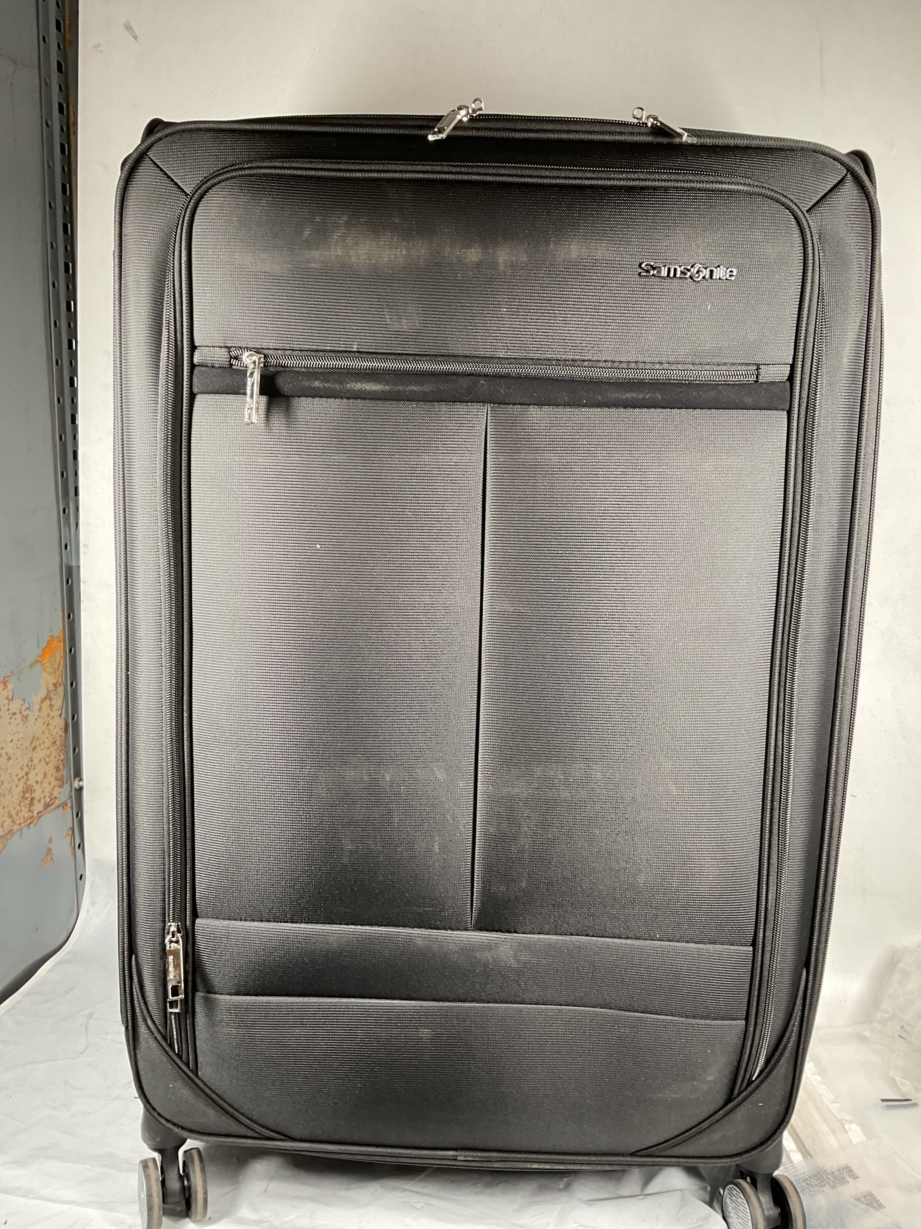 Samsonite Element Soft-Sided 29-Inch Lightweight Large Checked Expandable Suitcase: Durable, 360 Spinner Wheels, Adjustable Telescopic Handle, 2 Front & 1 Side Pocket ( Black , 29-Inch Checked-Large ) Black 29 Inch Checked Large U2