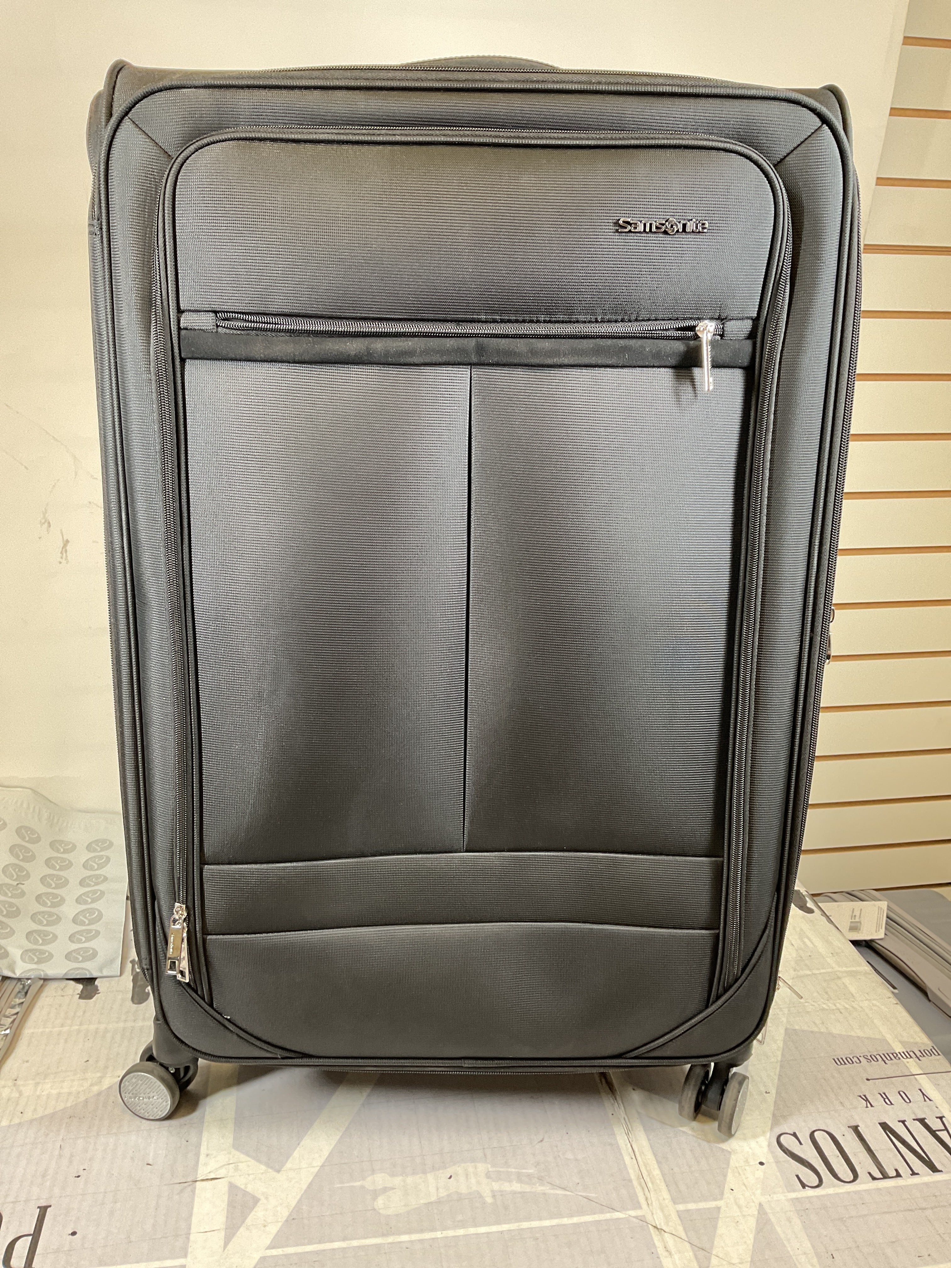Samsonite Element Soft-Sided 29-Inch Lightweight X-Large Checked Expandable Suitcase: Durable, 360 Spinner Wheels, Adjustable Telescopic Handle, 2 Front & 1 Side Pocket ( Black , 29-Inch Checked-X-Large ) Black 29 Inch Checked X Large U22
