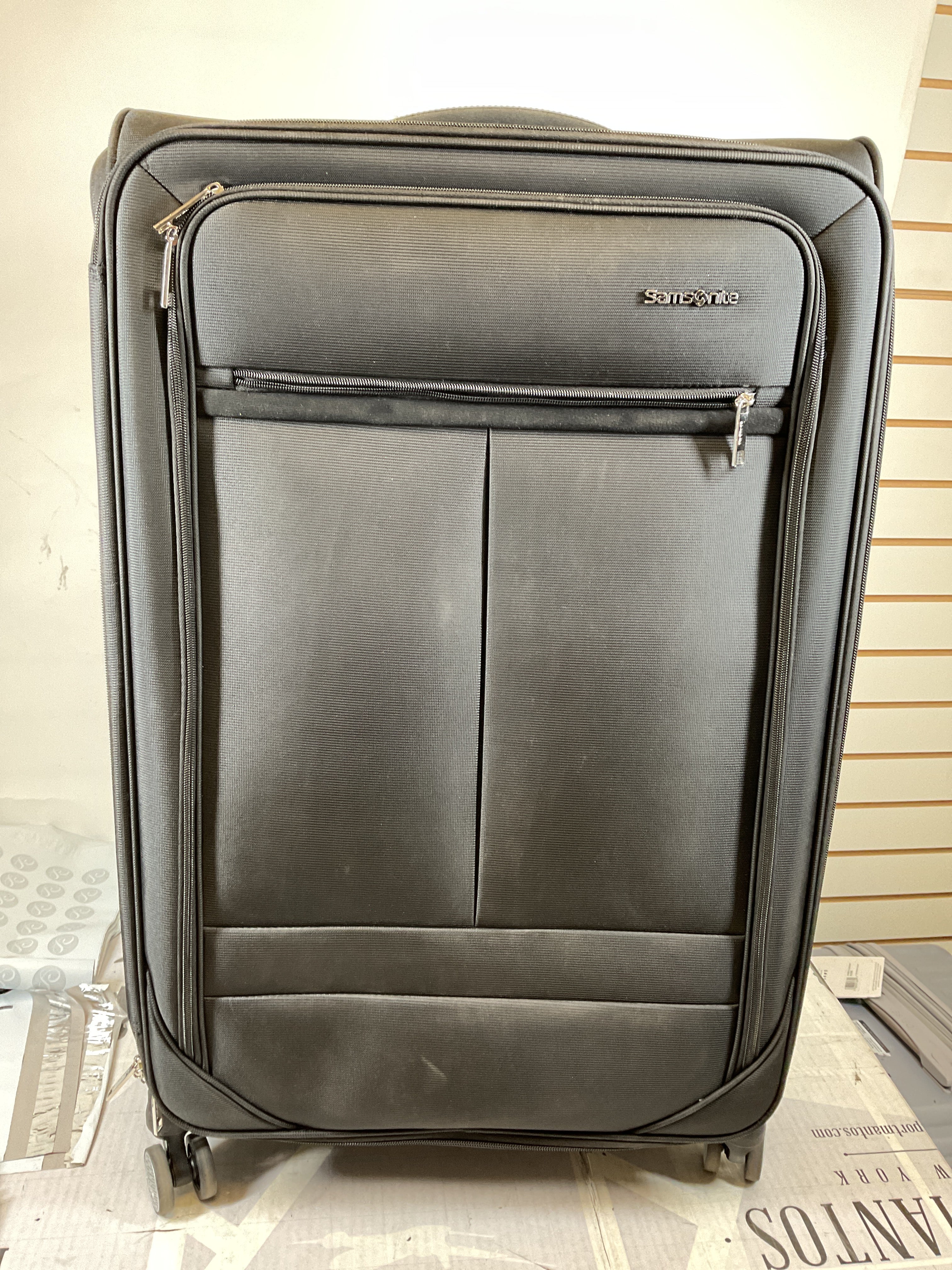 Samsonite Element Soft-Sided 29-Inch Lightweight X-Large Checked Expandable Suitcase: Durable, 360 Spinner Wheels, Adjustable Telescopic Handle, 2 Front & 1 Side Pocket ( Black , 29-Inch Checked-X-Large ) Black 29 Inch Checked X Large U24