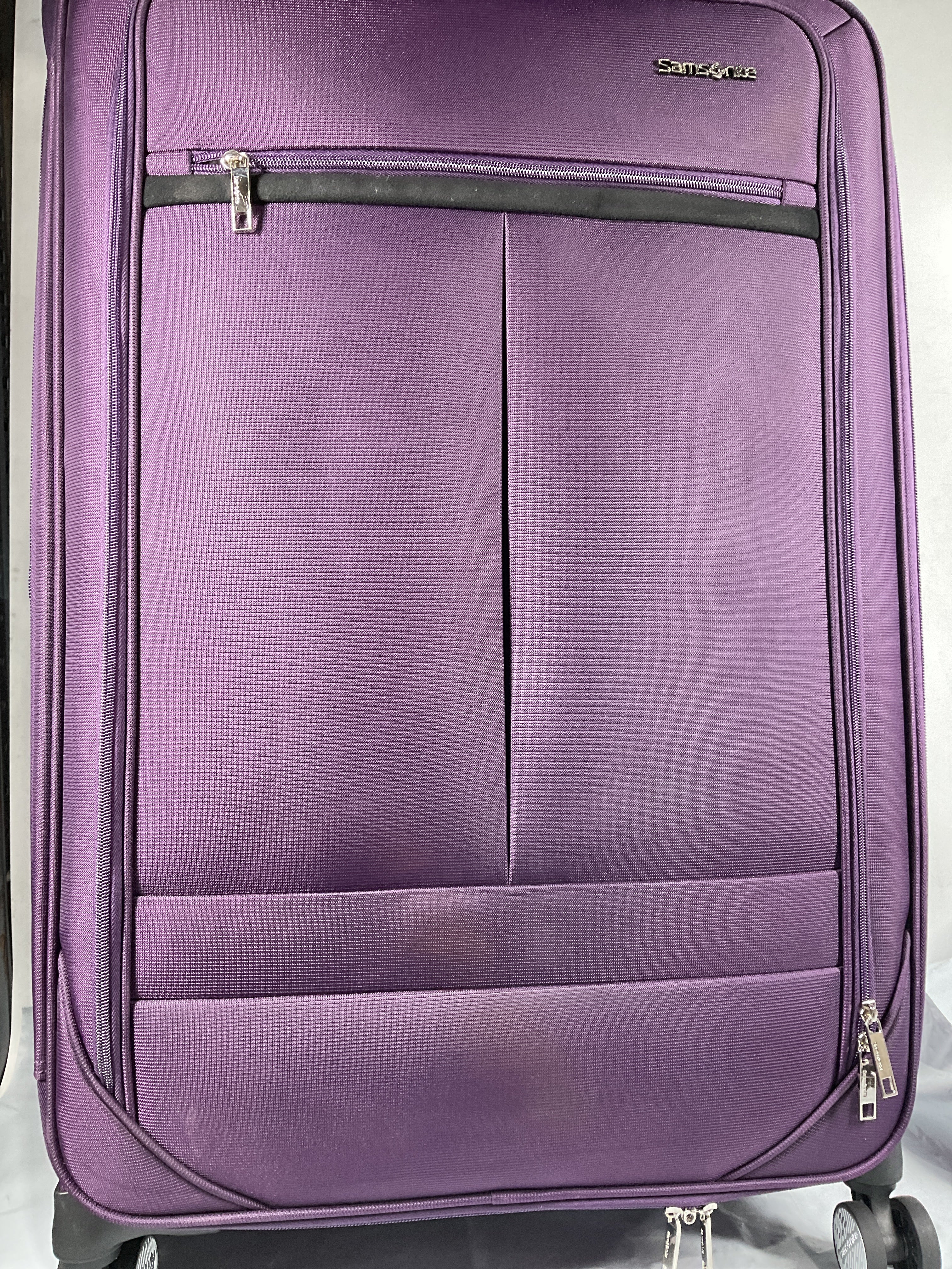 Samsonite Element Soft-Sided 29-Inch Lightweight Large Checked Expandable Suitcase: Durable, 360 Spinner Wheels, Adjustable Telescopic Handle, 2 Front & 1 Side Pocket ( Purple , 29-Inch Checked-Large ) Purple 29 Inch Checked Large U1
