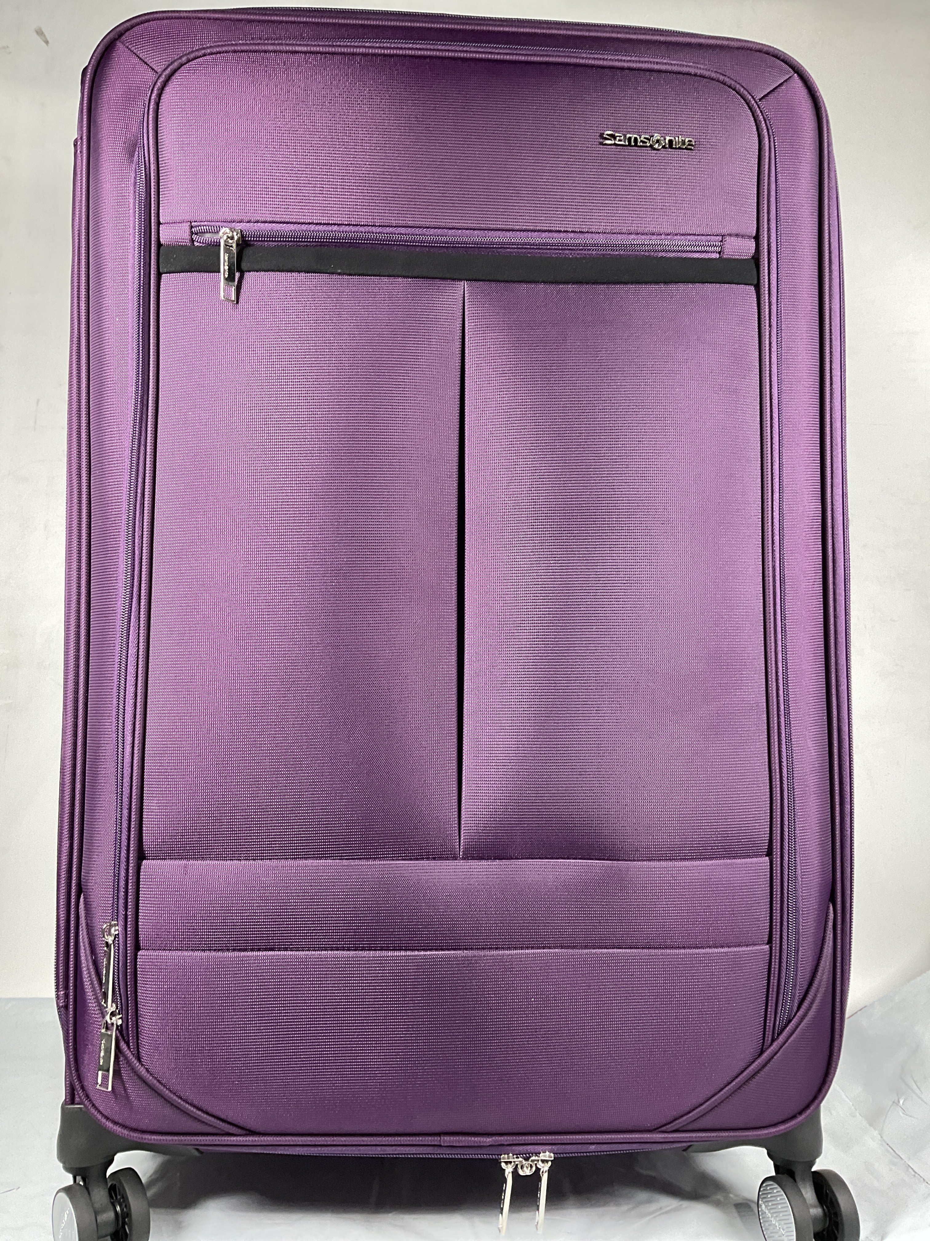 Samsonite Element Soft-Sided 29-Inch Lightweight Large Checked Expandable Suitcase: Durable, 360 Spinner Wheels, Adjustable Telescopic Handle, 2 Front & 1 Side Pocket ( Purple , 29-Inch Checked-Large ) Purple 29 Inch Checked Large U2