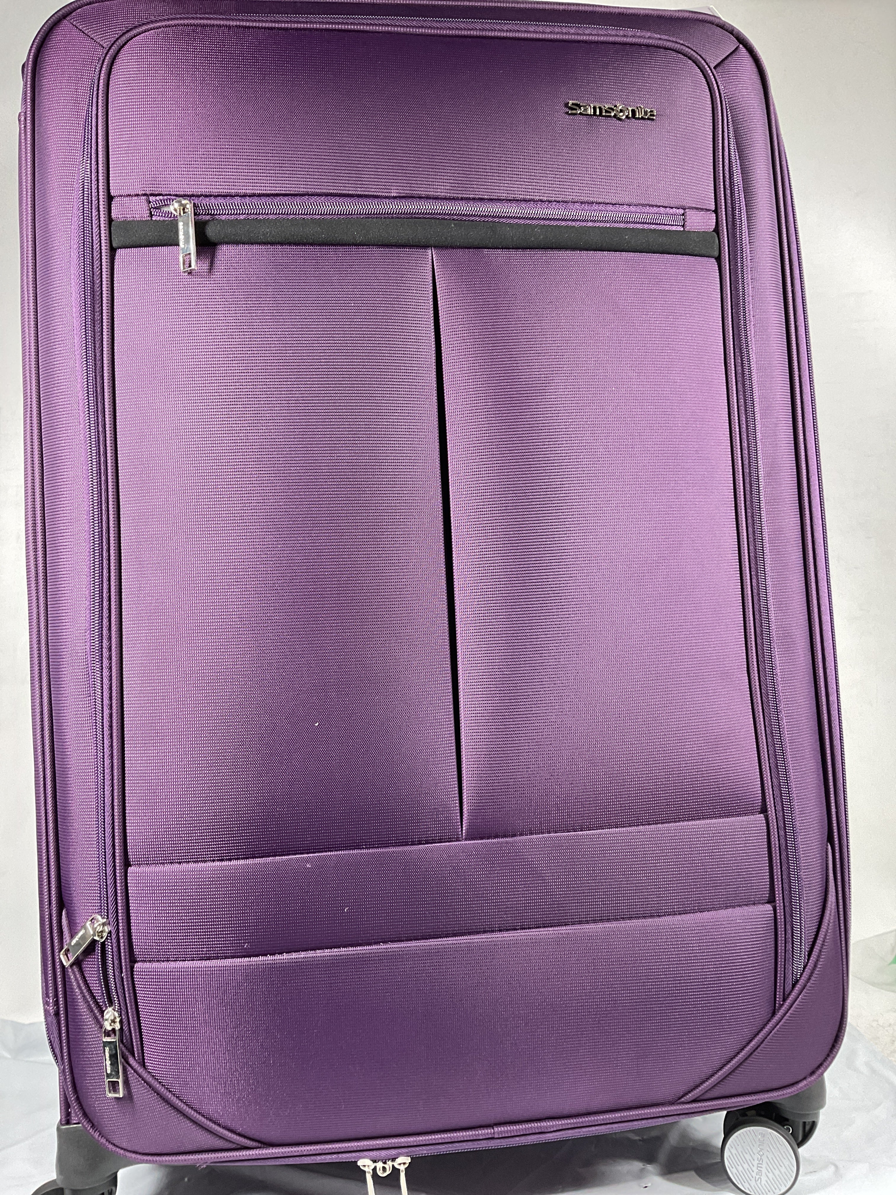 Samsonite Element Soft-Sided 29-Inch Lightweight Large Checked Expandable Suitcase: Durable, 360 Spinner Wheels, Adjustable Telescopic Handle, 2 Front & 1 Side Pocket ( Purple , 29-Inch Checked-Large ) Purple 29 Inch Checked Large U3