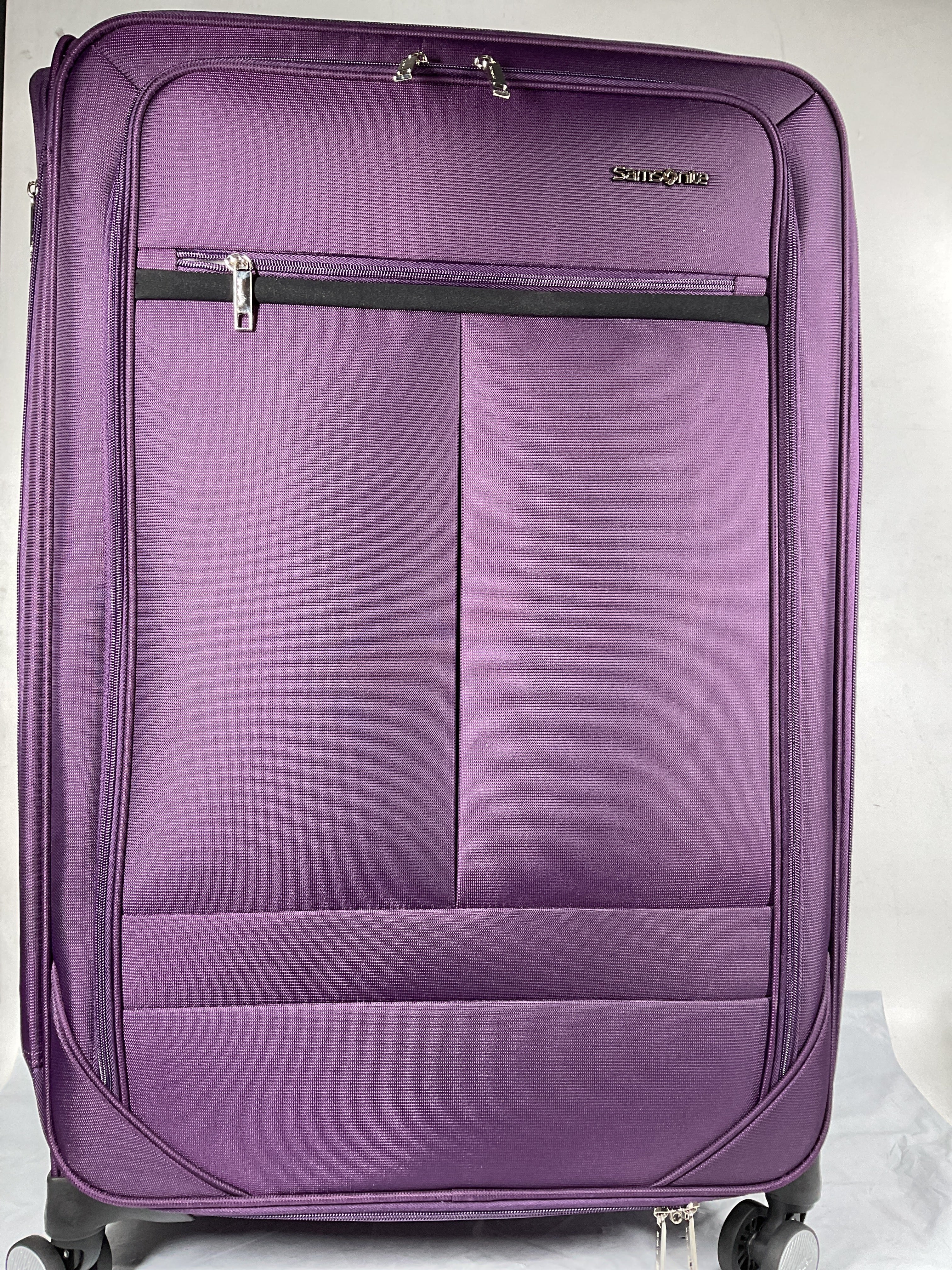 Samsonite Element Soft-Sided 29-Inch Lightweight Large Checked Expandable Suitcase: Durable, 360 Spinner Wheels, Adjustable Telescopic Handle, 2 Front & 1 Side Pocket ( Purple , 29-Inch Checked-Large ) Purple 29 Inch Checked Large U4
