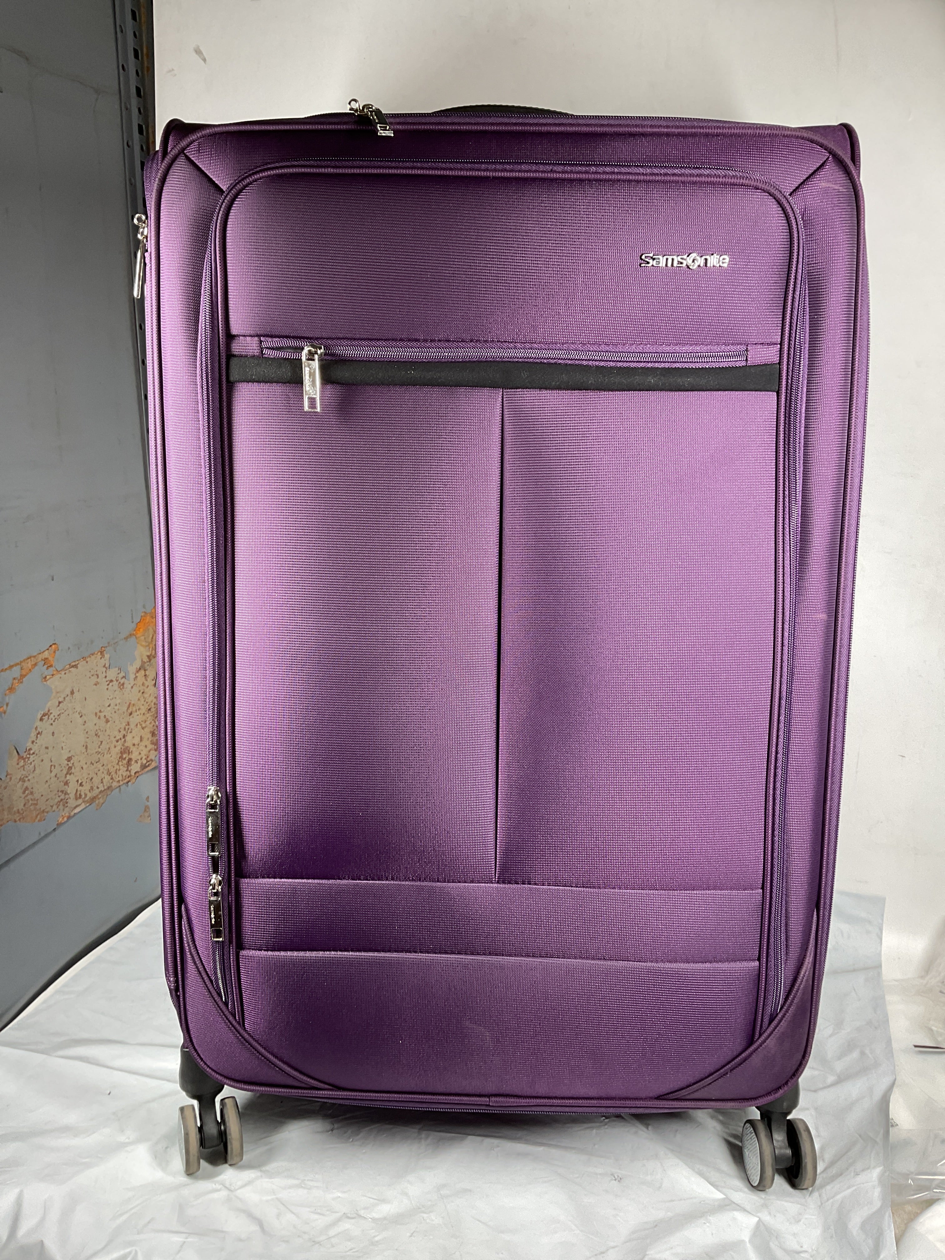 Samsonite Element Soft-Sided 29-Inch Lightweight Large Checked Expandable Suitcase: Durable, 360 Spinner Wheels, Adjustable Telescopic Handle, 2 Front & 1 Side Pocket ( Purple , 29-Inch Checked-Large ) Purple 29 Inch Checked Large U5