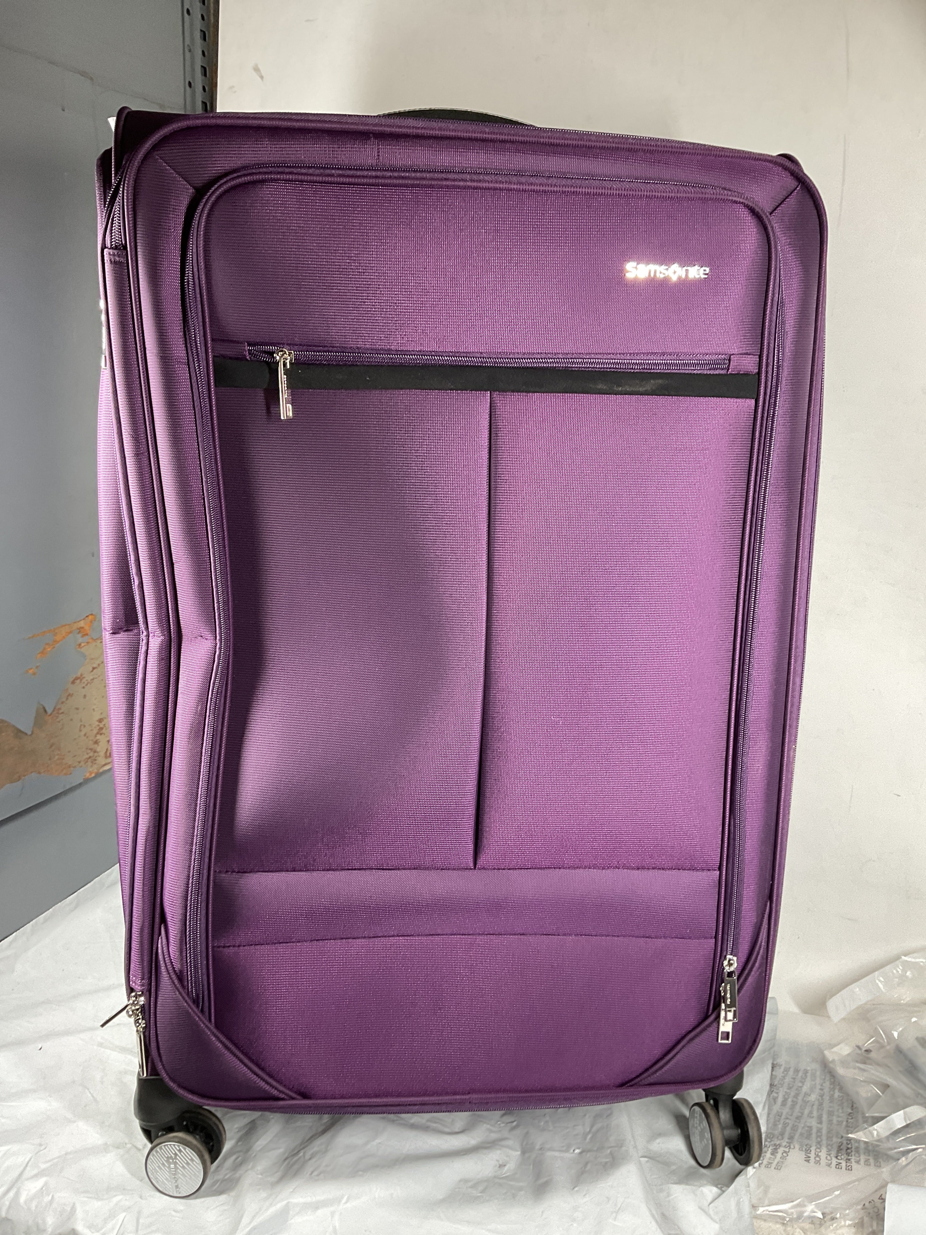 Samsonite Element Soft-Sided 29-Inch Lightweight Large Checked Expandable Suitcase: Durable, 360 Spinner Wheels, Adjustable Telescopic Handle, 2 Front & 1 Side Pocket ( Purple , 29-Inch Checked-Large ) Purple 29 Inch Checked Large U6