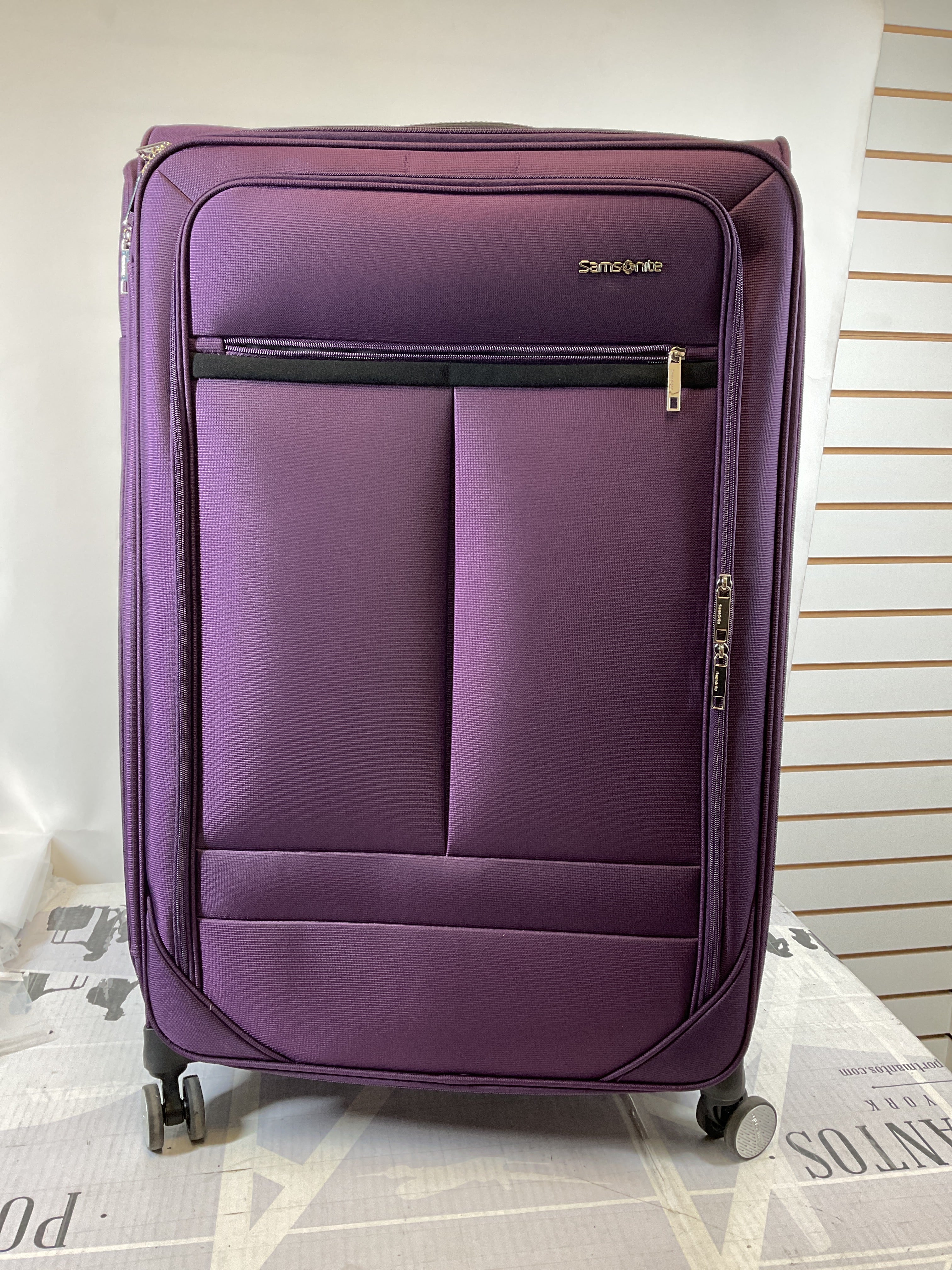 Samsonite Element Soft-Sided 29-Inch Lightweight Large Checked Expandable Suitcase: Durable, 360 Spinner Wheels, Adjustable Telescopic Handle, 2 Front & 1 Side Pocket ( Purple , 29-Inch Checked-Large ) Purple 29 Inch Checked Large U8