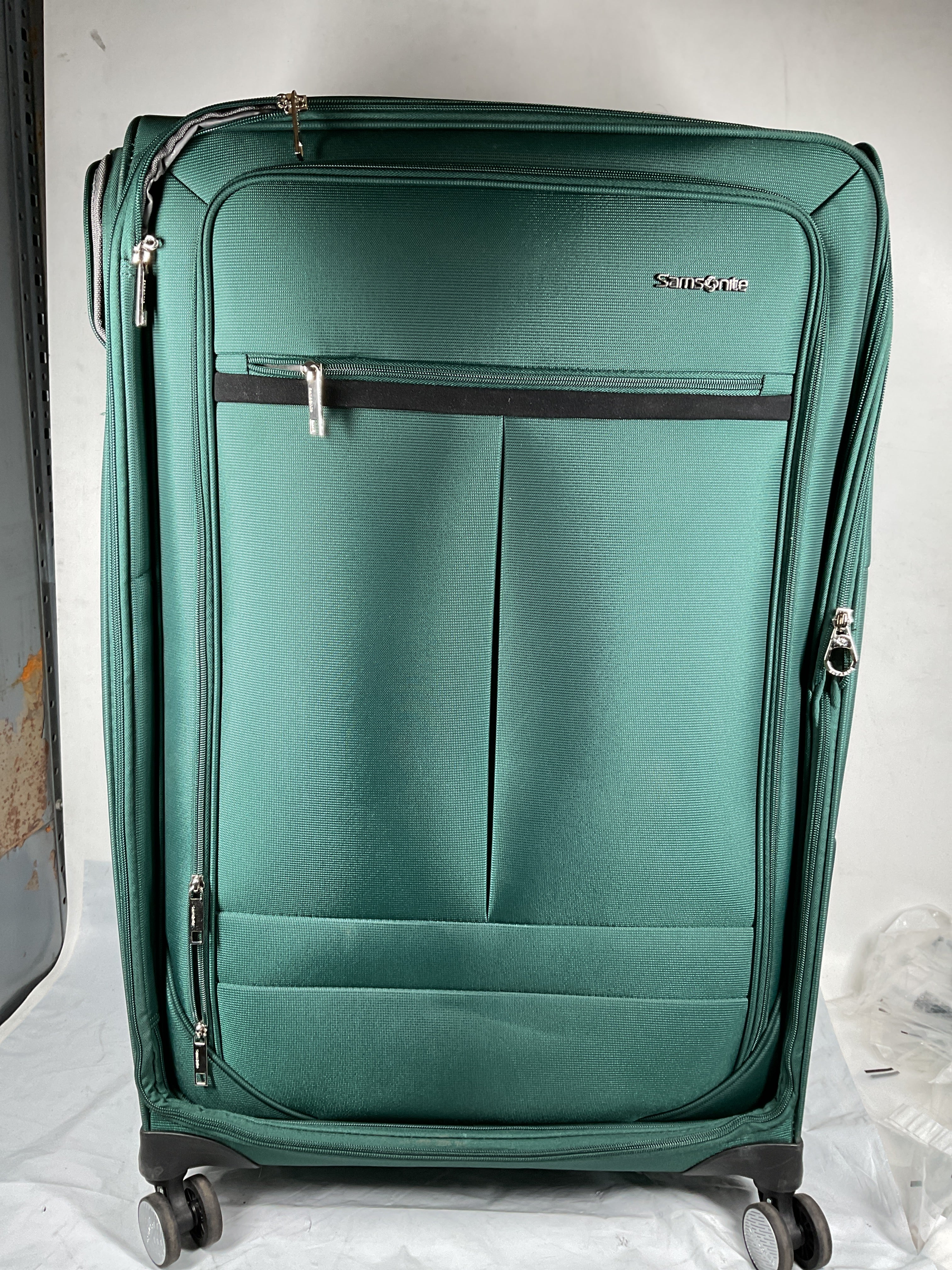 Samsonite Element Soft-Sided 29-Inch Lightweight Large Checked Expandable Suitcase: Durable, 360 Spinner Wheels, Adjustable Telescopic Handle, 2 Front & 1 Side Pocket ( Bistro Green , 29-Inch Checked-Large ) Bistro Green 29 Inch Checked Large U5