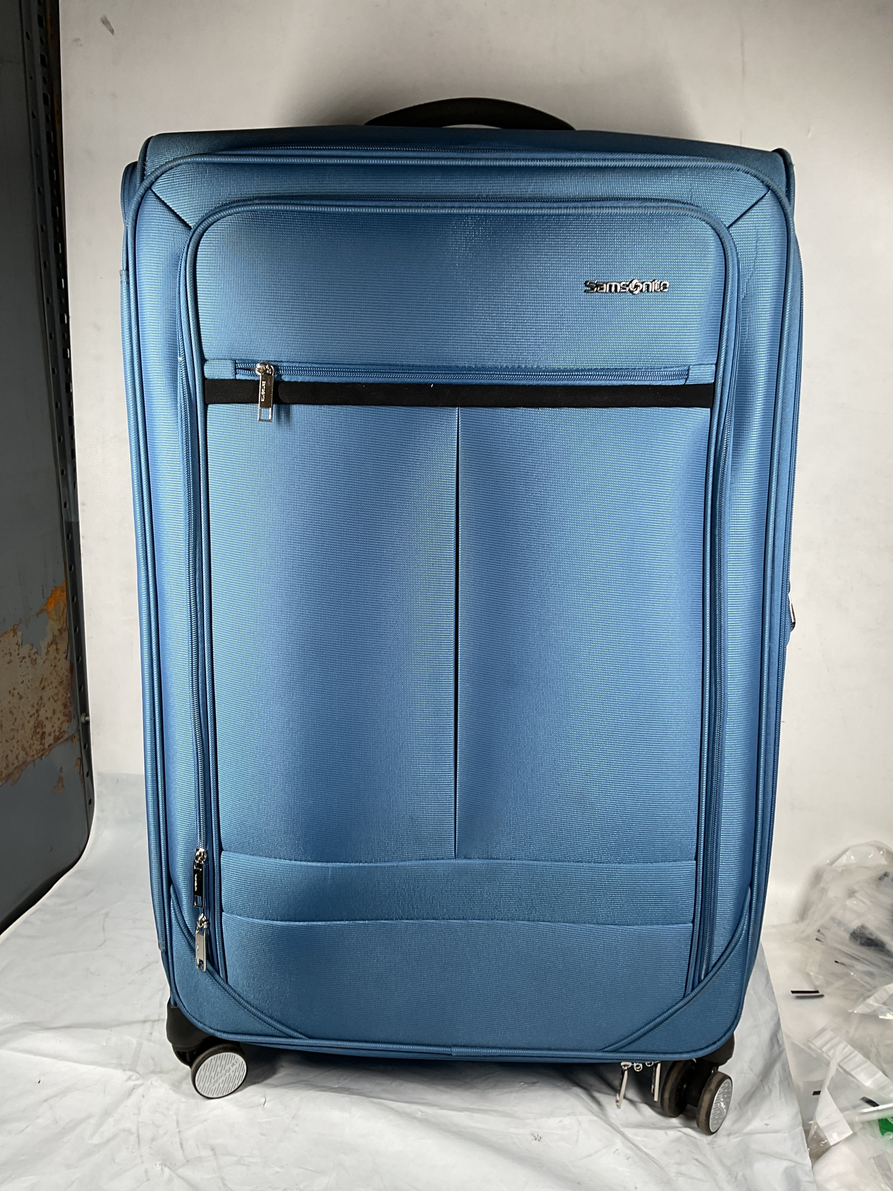 Samsonite Element Soft-Sided 29-Inch Lightweight Large Checked Expandable Suitcase: Durable, 360 Spinner Wheels, Adjustable Telescopic Handle, 2 Front & 1 Side Pocket ( Captains Blue , 29-Inch Checked-Large ) Captains Blue 29 Inch Checked Large U5
