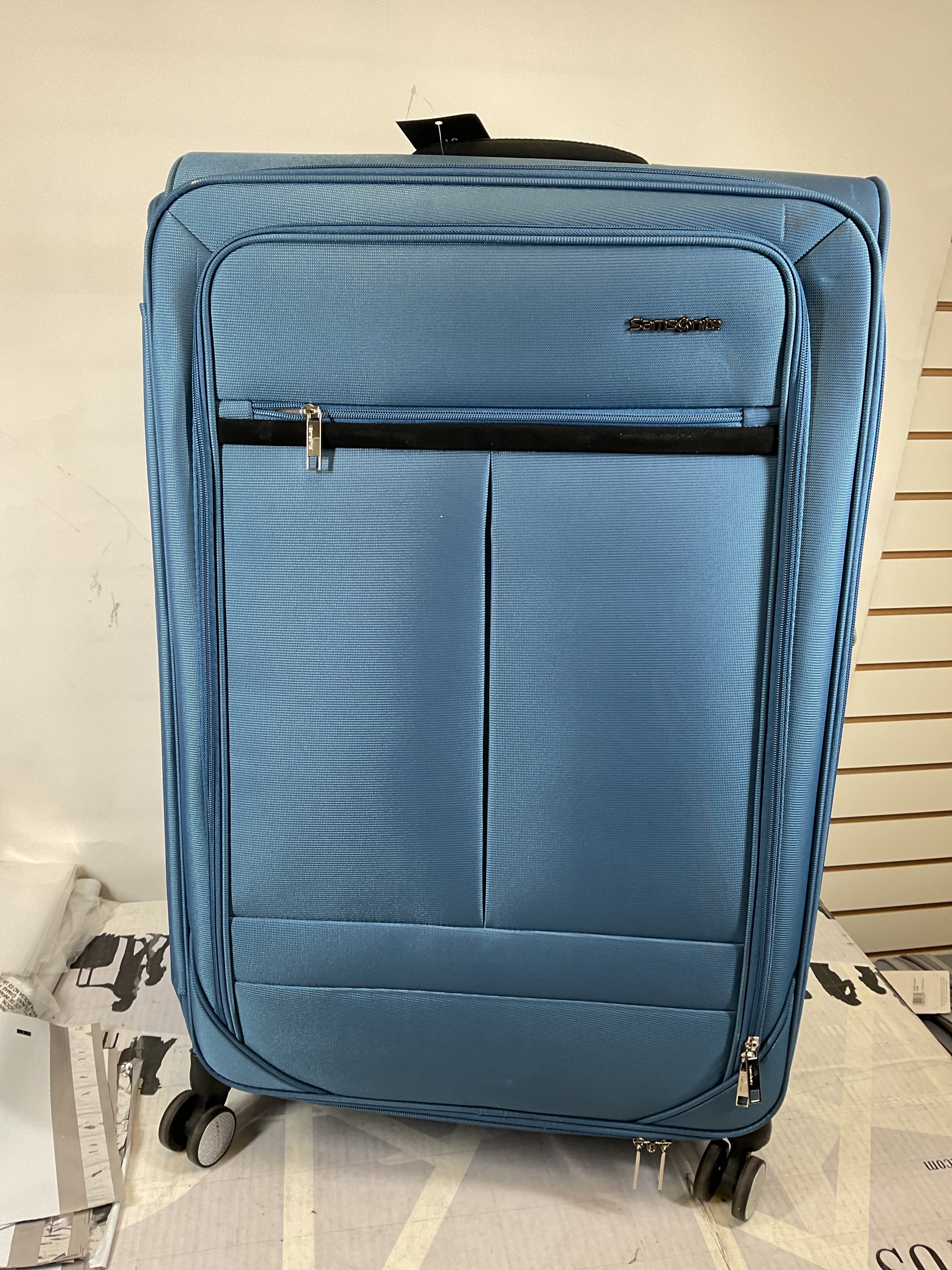 Samsonite Element Soft-Sided 29-Inch Lightweight X-Large Checked Expandable Suitcase: Durable, 360 Spinner Wheels, Adjustable Telescopic Handle, 2 Front & 1 Side Pocket ( Captains Blue , 29-Inch Checked-X-Large ) Captains Blue 29 Inch Checked X  U9
