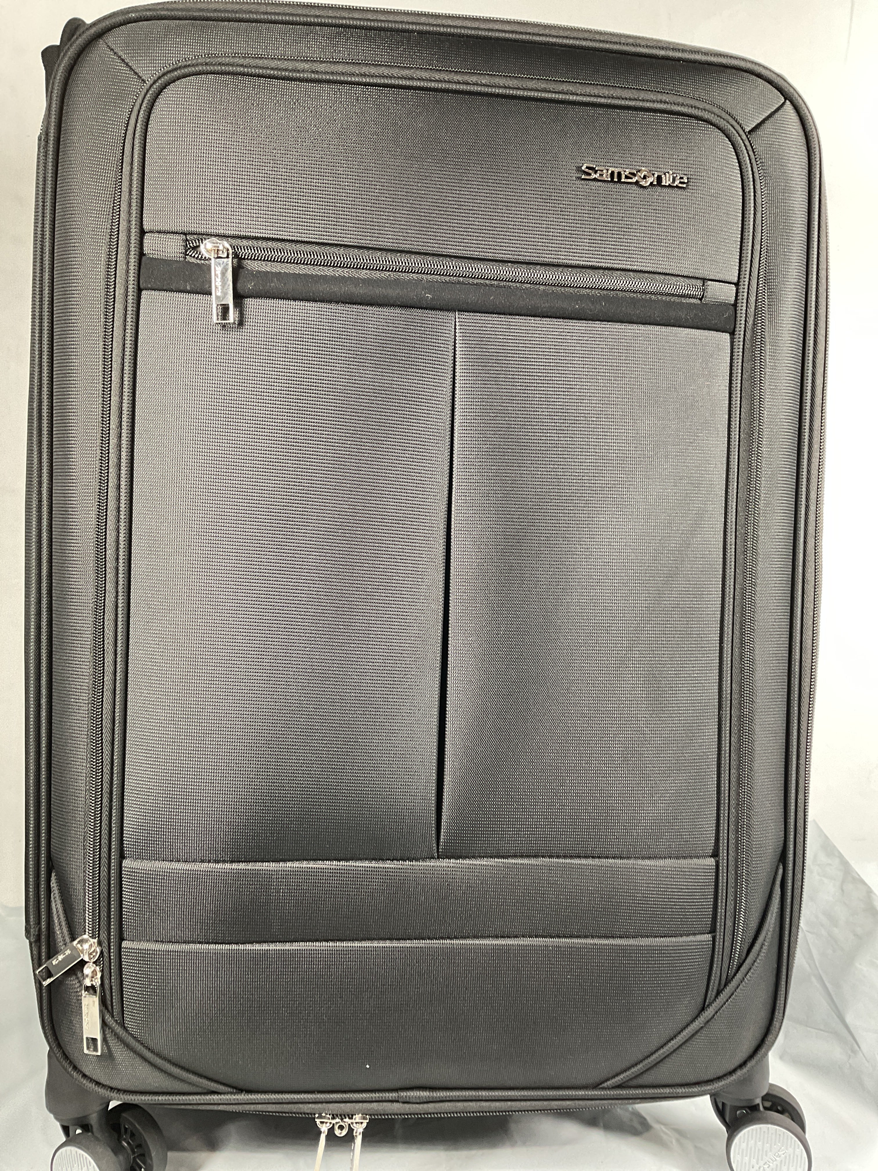 Samsonite Element Soft-Sided 25-Inch Lightweight Medium Checked Expandable Suitcase: Durable, 360 Spinner Wheels, Adjustable Telescopic Handle, 2 Front & 1 Side Pocket ( Black , 25-Inch Checked-Medium ) Black 25 Inch Checked Medium U1