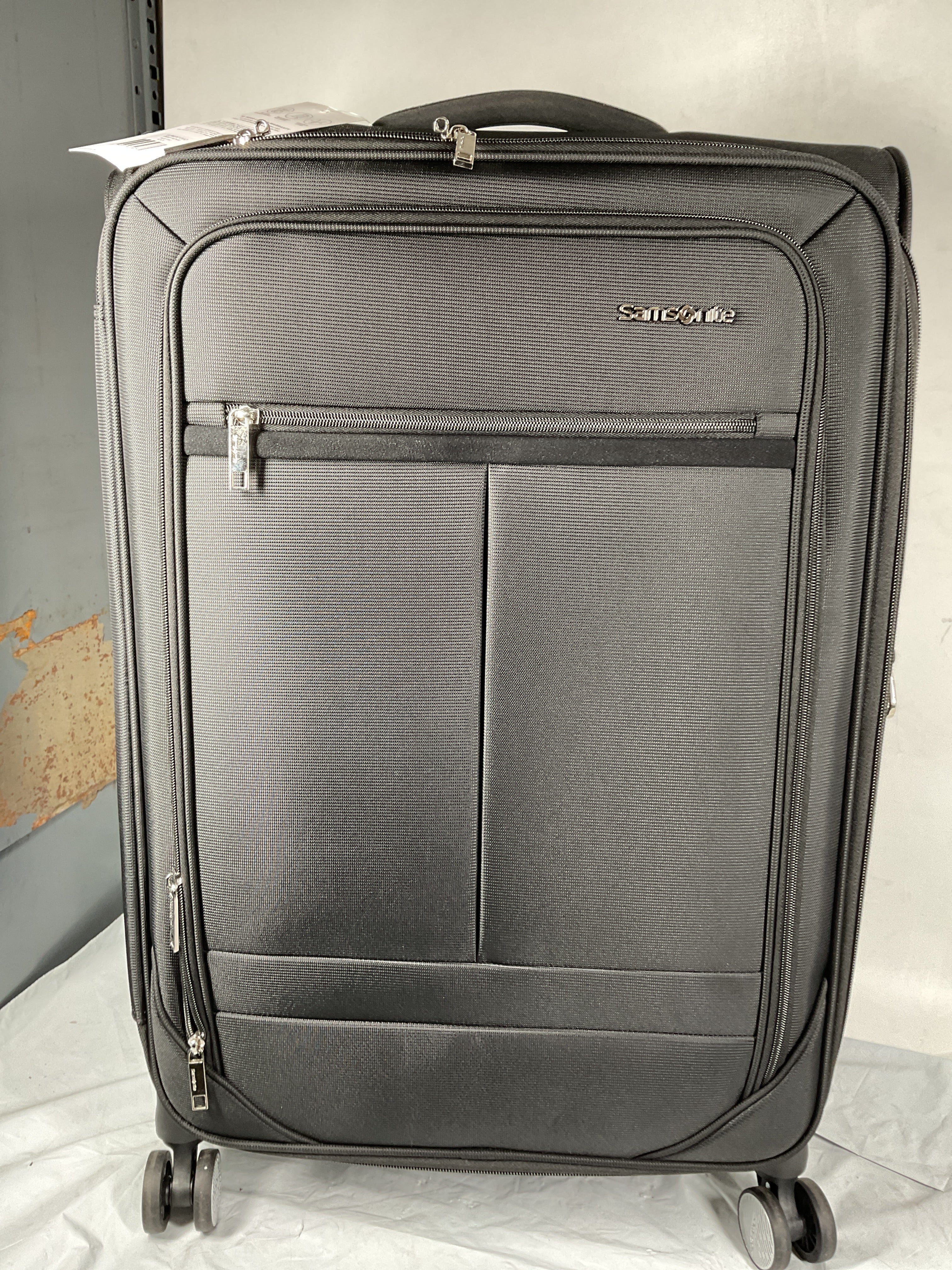 Samsonite Element Soft-Sided 25-Inch Lightweight Medium Checked Expandable Suitcase: Durable, 360 Spinner Wheels, Adjustable Telescopic Handle, 2 Front & 1 Side Pocket ( Black , 25-Inch Checked-Medium ) Black 25 Inch Checked Medium U10