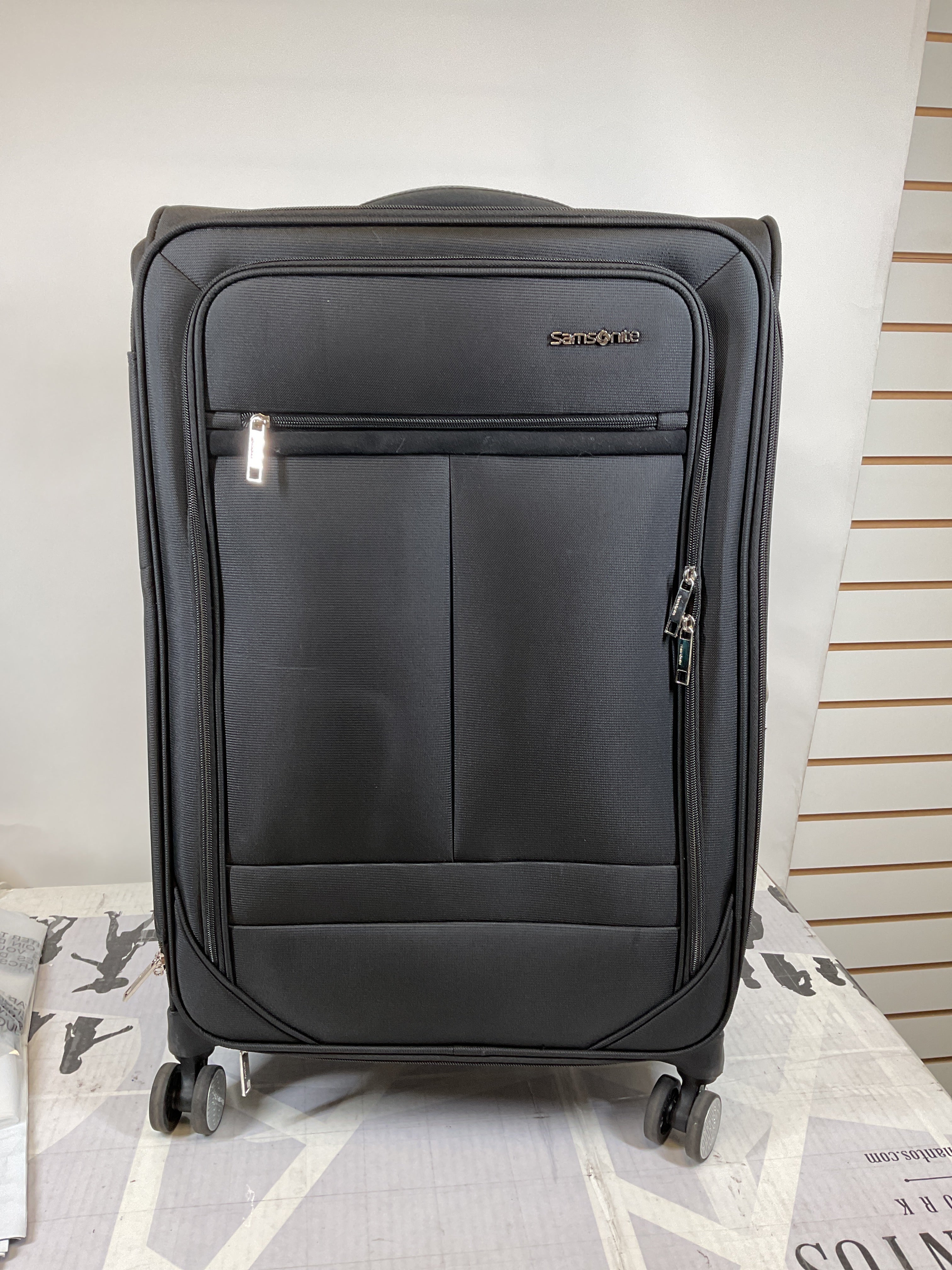 Samsonite Element Soft-Sided 25-Inch Lightweight Medium Checked Expandable Suitcase: Durable, 360 Spinner Wheels, Adjustable Telescopic Handle, 2 Front & 1 Side Pocket ( Black , 25-Inch Checked-Medium ) Black 25 Inch Checked Medium U13