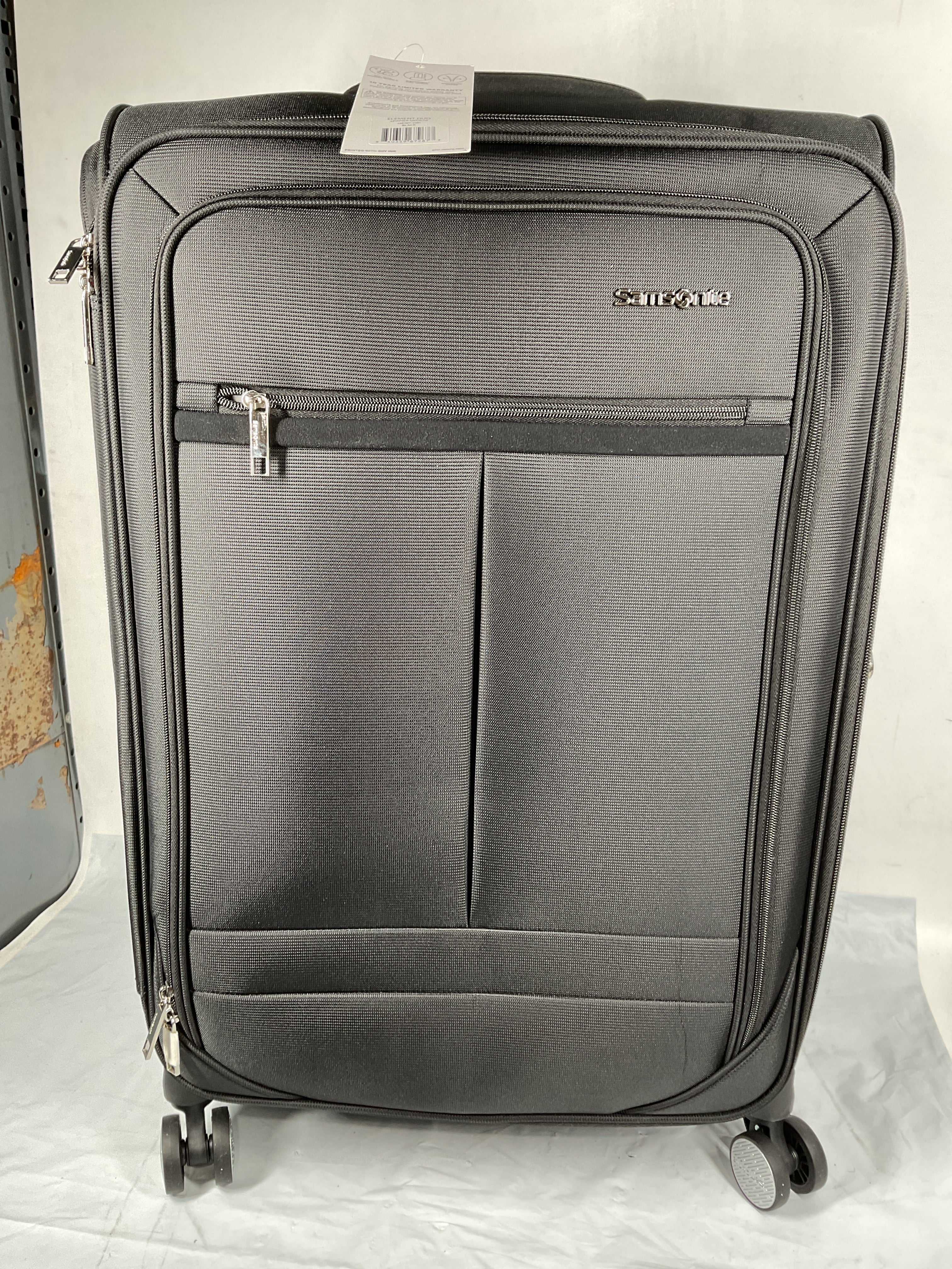 Samsonite Element Soft-Sided 25-Inch Lightweight Medium Checked Expandable Suitcase: Durable, 360 Spinner Wheels, Adjustable Telescopic Handle, 2 Front & 1 Side Pocket ( Black , 25-Inch Checked-Medium ) Black 25 Inch Checked Medium U4