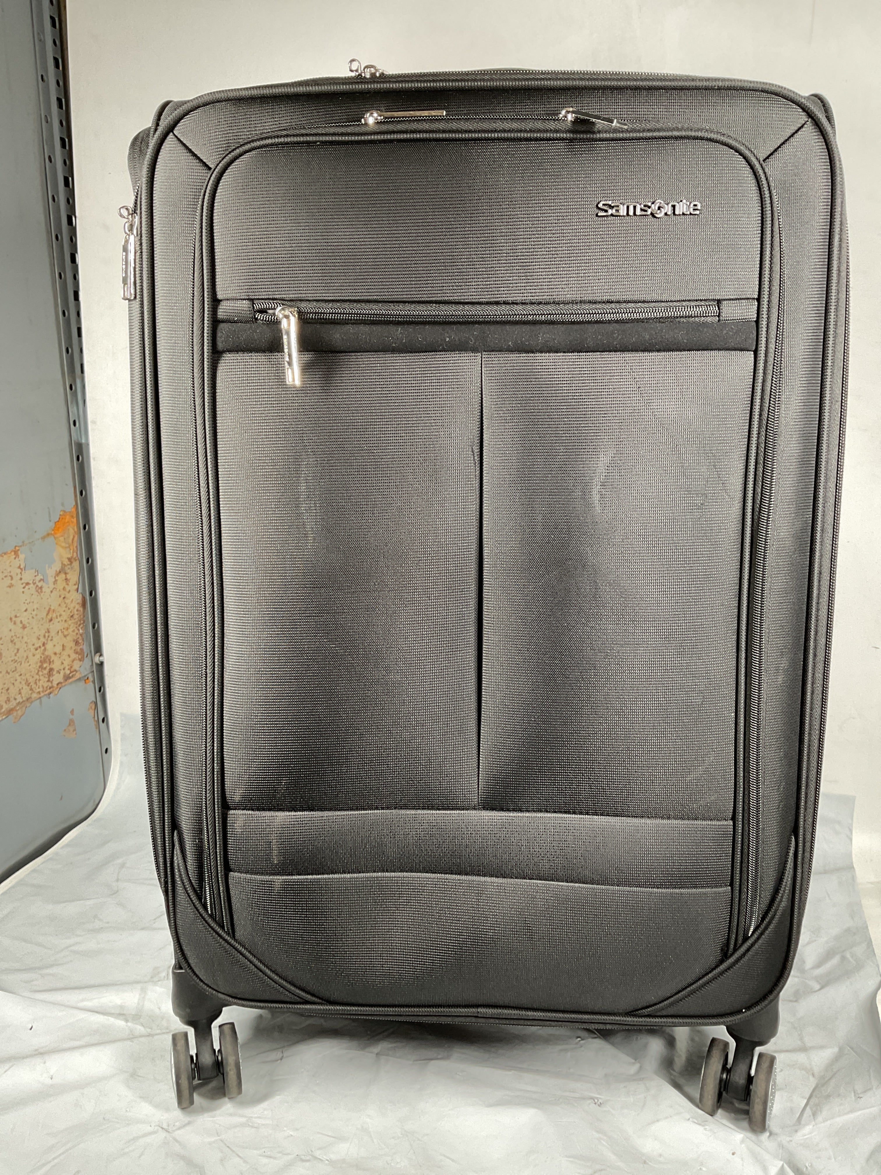 Samsonite Element Soft-Sided 25-Inch Lightweight Medium Checked Expandable Suitcase: Durable, 360 Spinner Wheels, Adjustable Telescopic Handle, 2 Front & 1 Side Pocket ( Black , 25-Inch Checked-Medium ) Black 25 Inch Checked Medium U5