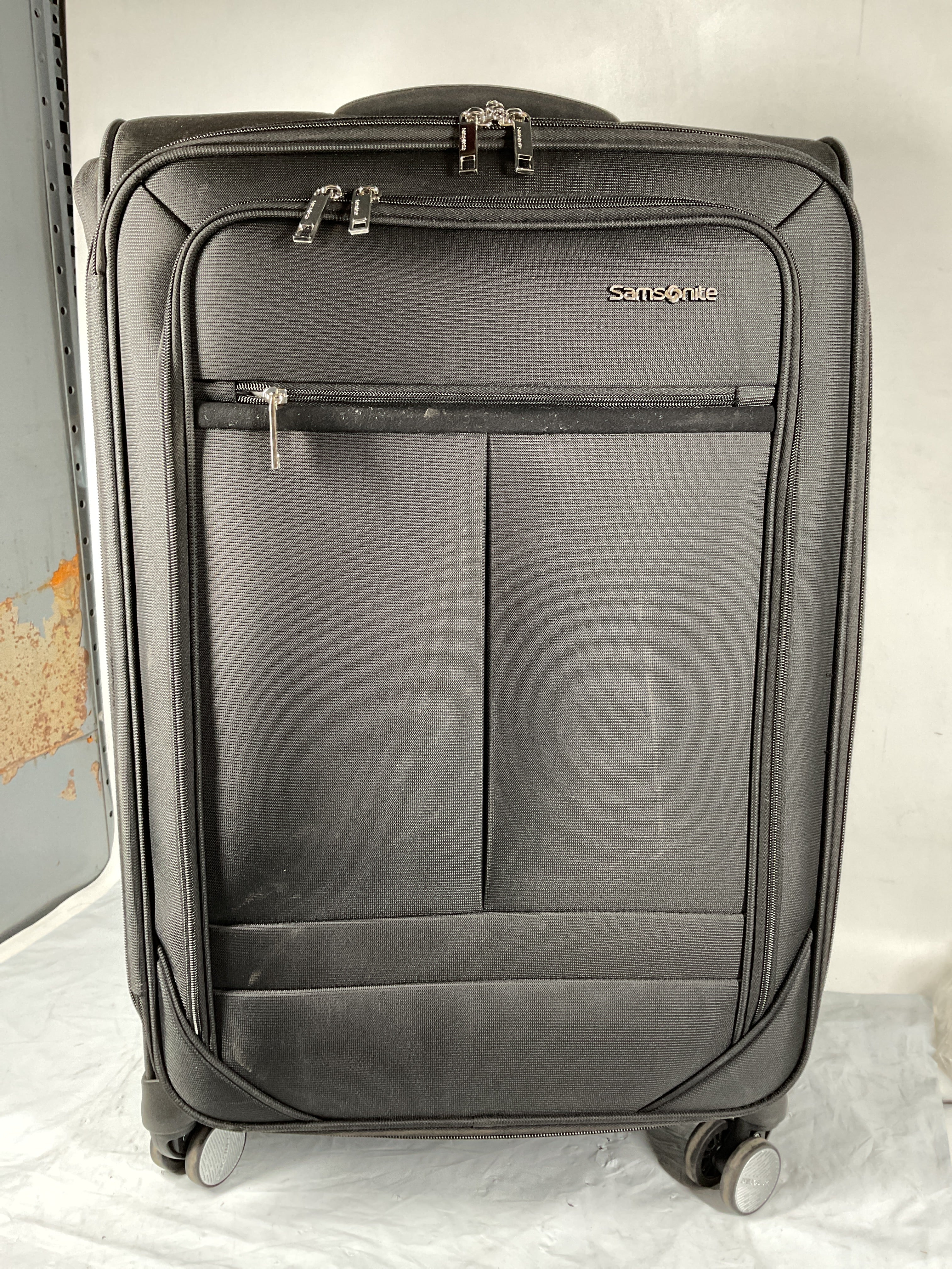 Samsonite Element Soft-Sided 25-Inch Lightweight Medium Checked Expandable Suitcase: Durable, 360 Spinner Wheels, Adjustable Telescopic Handle, 2 Front & 1 Side Pocket ( Black , 25-Inch Checked-Medium ) Black 25 Inch Checked Medium U7