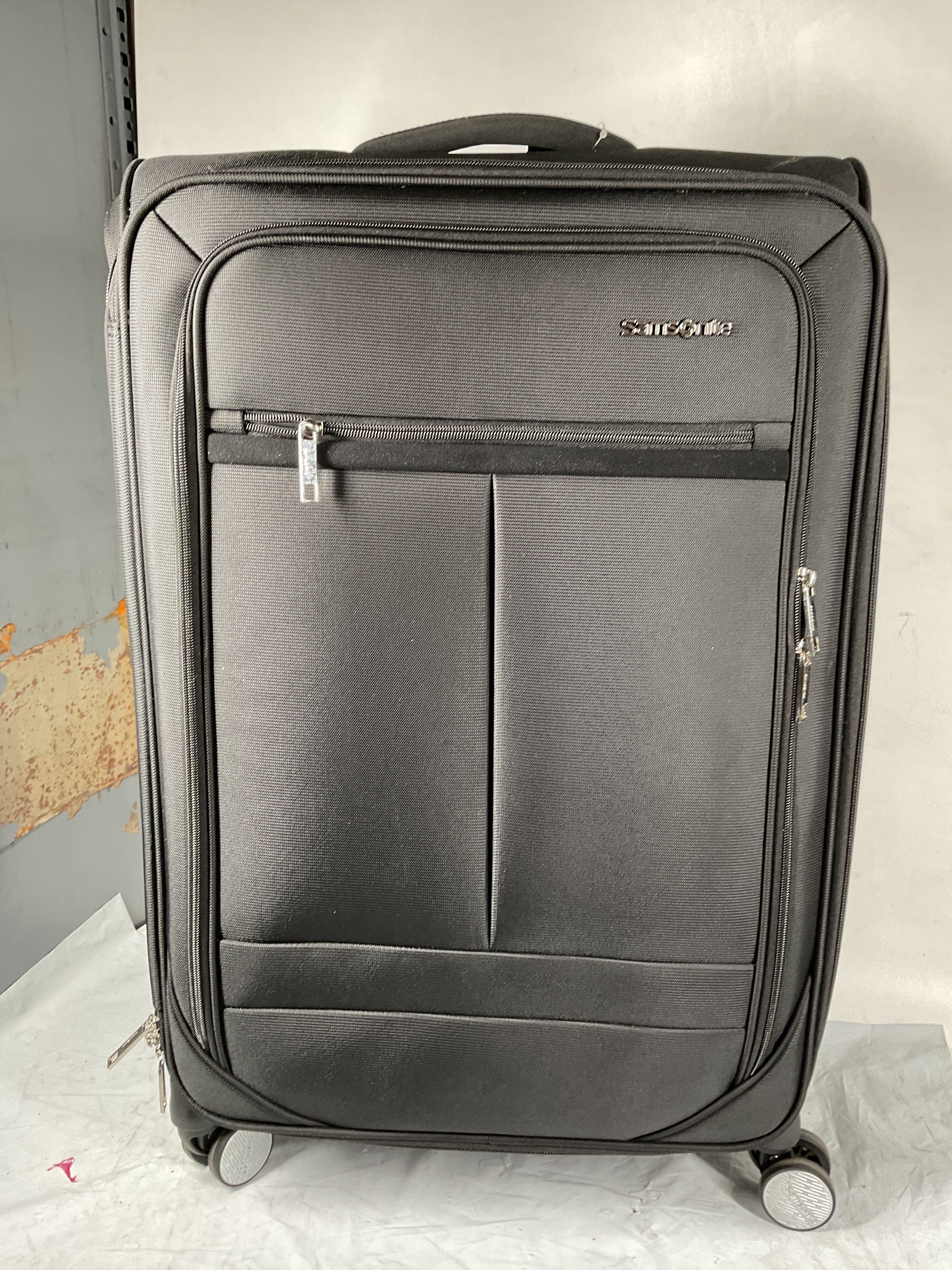 Samsonite Element Soft-Sided 25-Inch Lightweight Medium Checked Expandable Suitcase: Durable, 360 Spinner Wheels, Adjustable Telescopic Handle, 2 Front & 1 Side Pocket ( Black , 25-Inch Checked-Medium ) Black 25 Inch Checked Medium U9