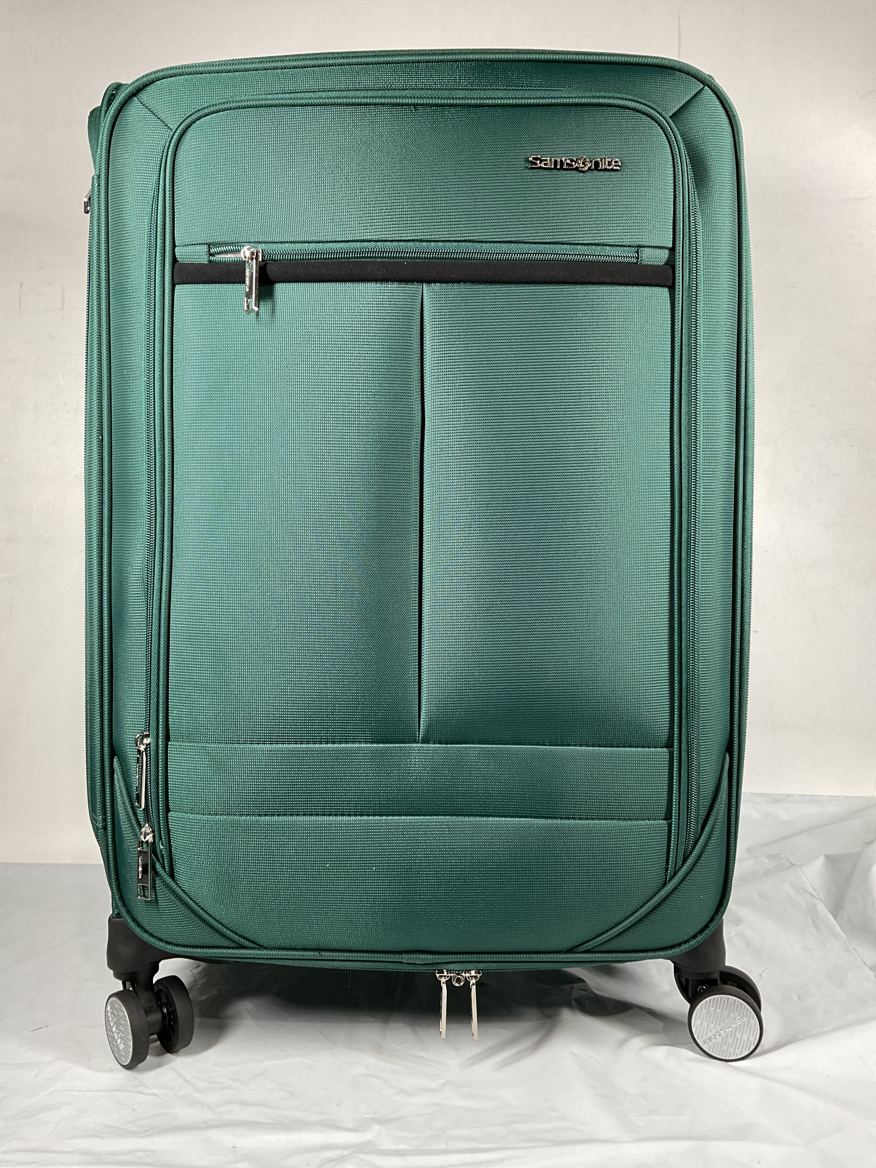 Samsonite Element Soft-Sided 25-Inch Lightweight Medium Checked Expandable Suitcase: Durable, 360 Spinner Wheels, Adjustable Telescopic Handle, 2 Front & 1 Side Pocket ( Bistro Green , 25-Inch Checked-Medium ) Bistro Green 25 Inch Checked Medium U1