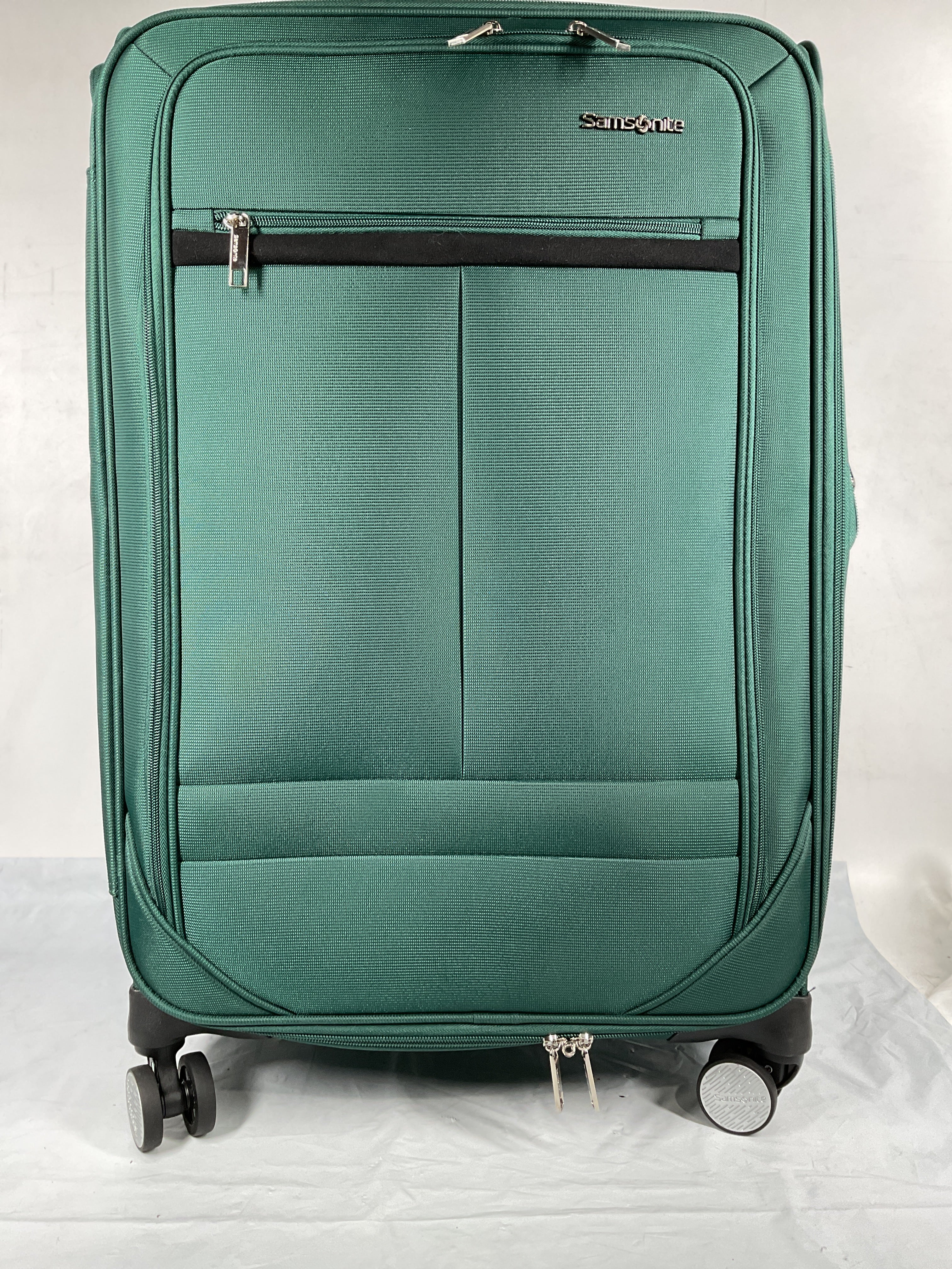 Samsonite Element Soft-Sided 25-Inch Lightweight Medium Checked Expandable Suitcase: Durable, 360 Spinner Wheels, Adjustable Telescopic Handle, 2 Front & 1 Side Pocket ( Bistro Green , 25-Inch Checked-Medium ) Bistro Green 25 Inch Checked Medium U2