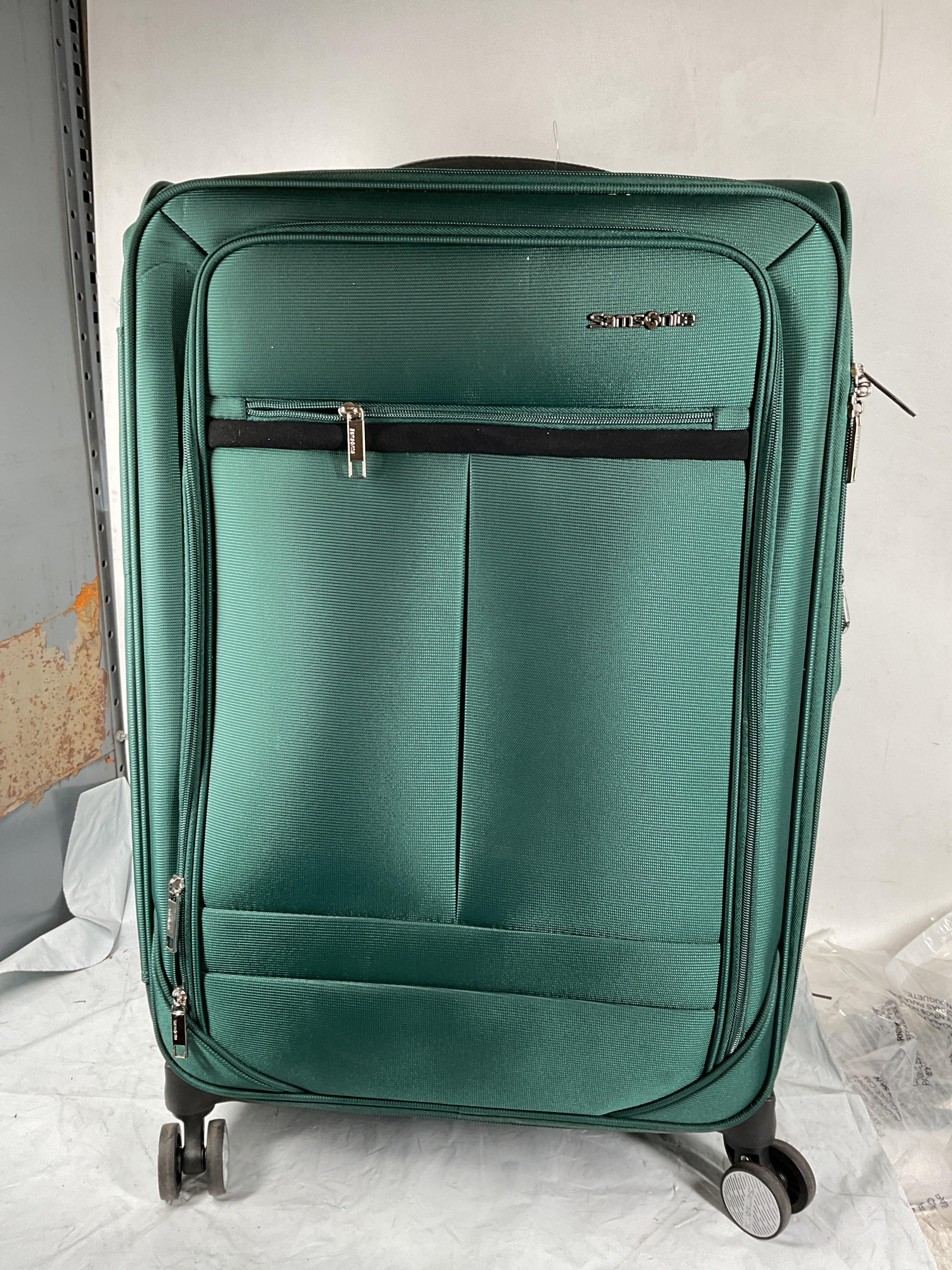 Samsonite Element Soft-Sided 25-Inch Lightweight Medium Checked Expandable Suitcase: Durable, 360 Spinner Wheels, Adjustable Telescopic Handle, 2 Front & 1 Side Pocket ( Bistro Green , 25-Inch Checked-Medium ) Bistro Green 25 Inch Checked Medium U4