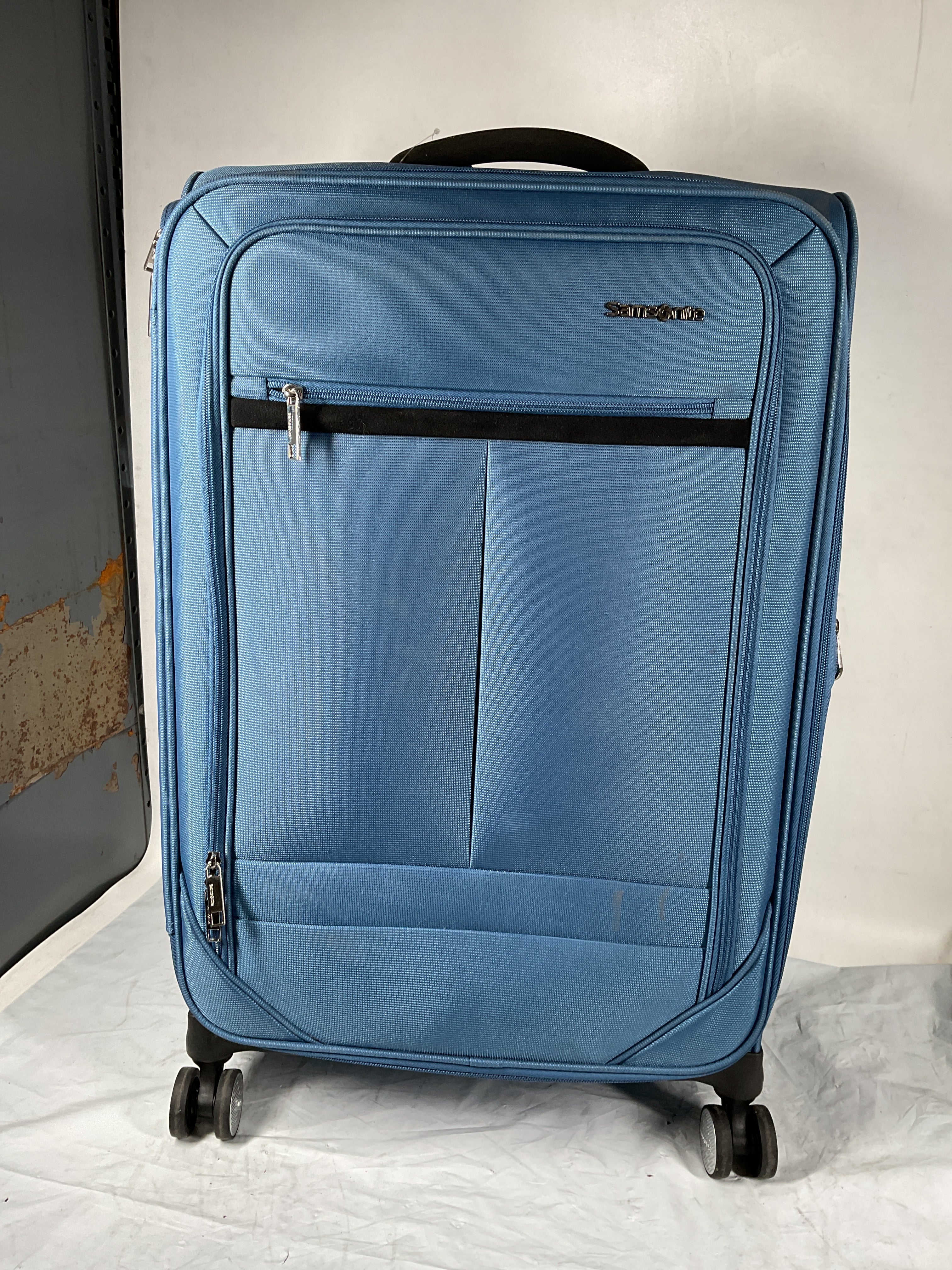 Samsonite Element Soft-Sided 25-Inch Lightweight Medium Checked Expandable Suitcase: Durable, 360 Spinner Wheels, Adjustable Telescopic Handle, 2 Front & 1 Side Pocket ( Captains Blue , 25-Inch Checked-Medium ) Captains Blue 25 Inch Checked Medi U1