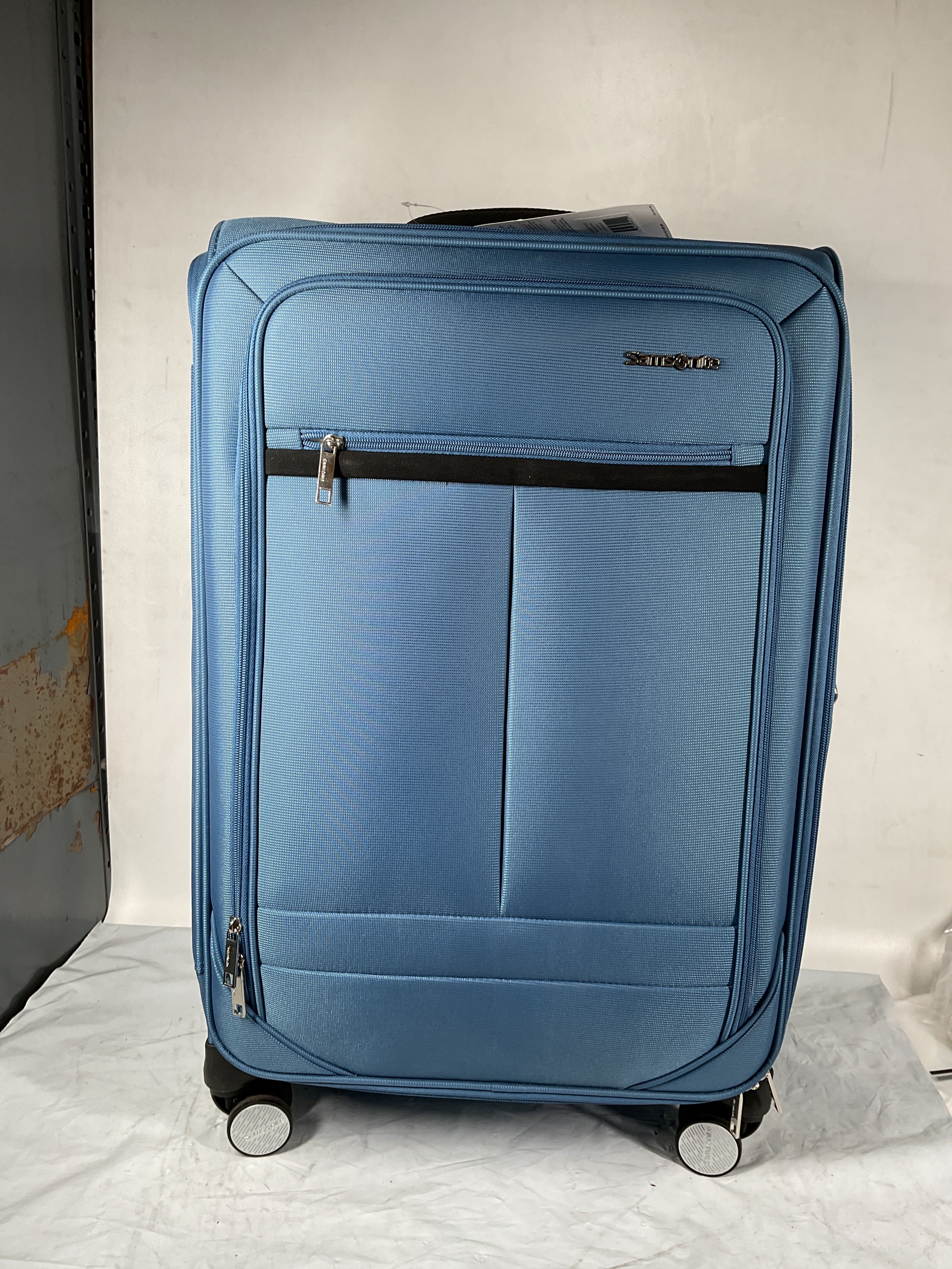 Samsonite Element Soft-Sided 25-Inch Lightweight Medium Checked Expandable Suitcase: Durable, 360 Spinner Wheels, Adjustable Telescopic Handle, 2 Front & 1 Side Pocket ( Captains Blue , 25-Inch Checked-Medium ) Captains Blue 25 Inch Checked Medi U2