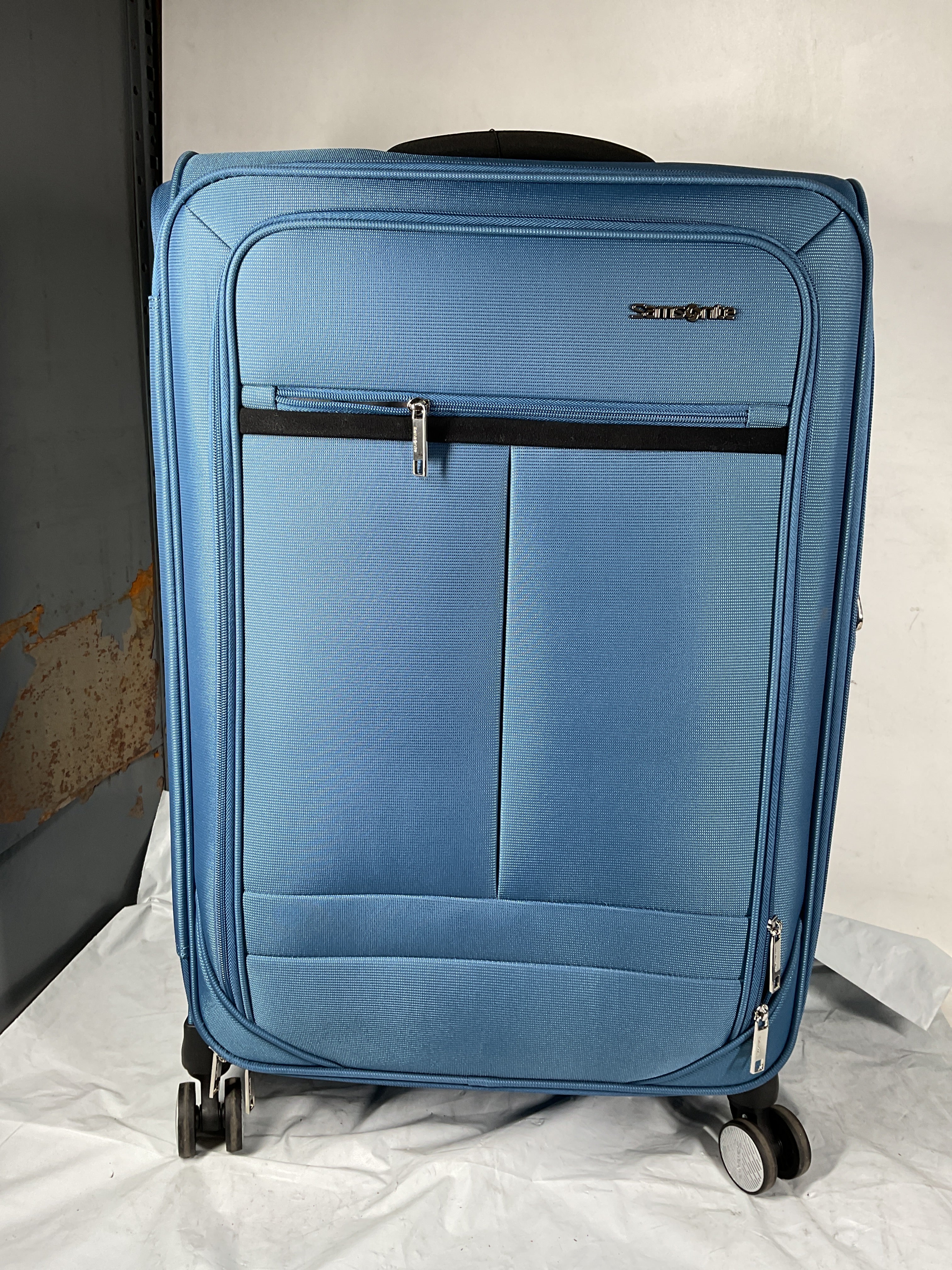 Samsonite Element Soft-Sided 25-Inch Lightweight Medium Checked Expandable Suitcase: Durable, 360 Spinner Wheels, Adjustable Telescopic Handle, 2 Front & 1 Side Pocket ( Captains Blue , 25-Inch Checked-Medium ) Captains Blue 25 Inch Checked Medi U6