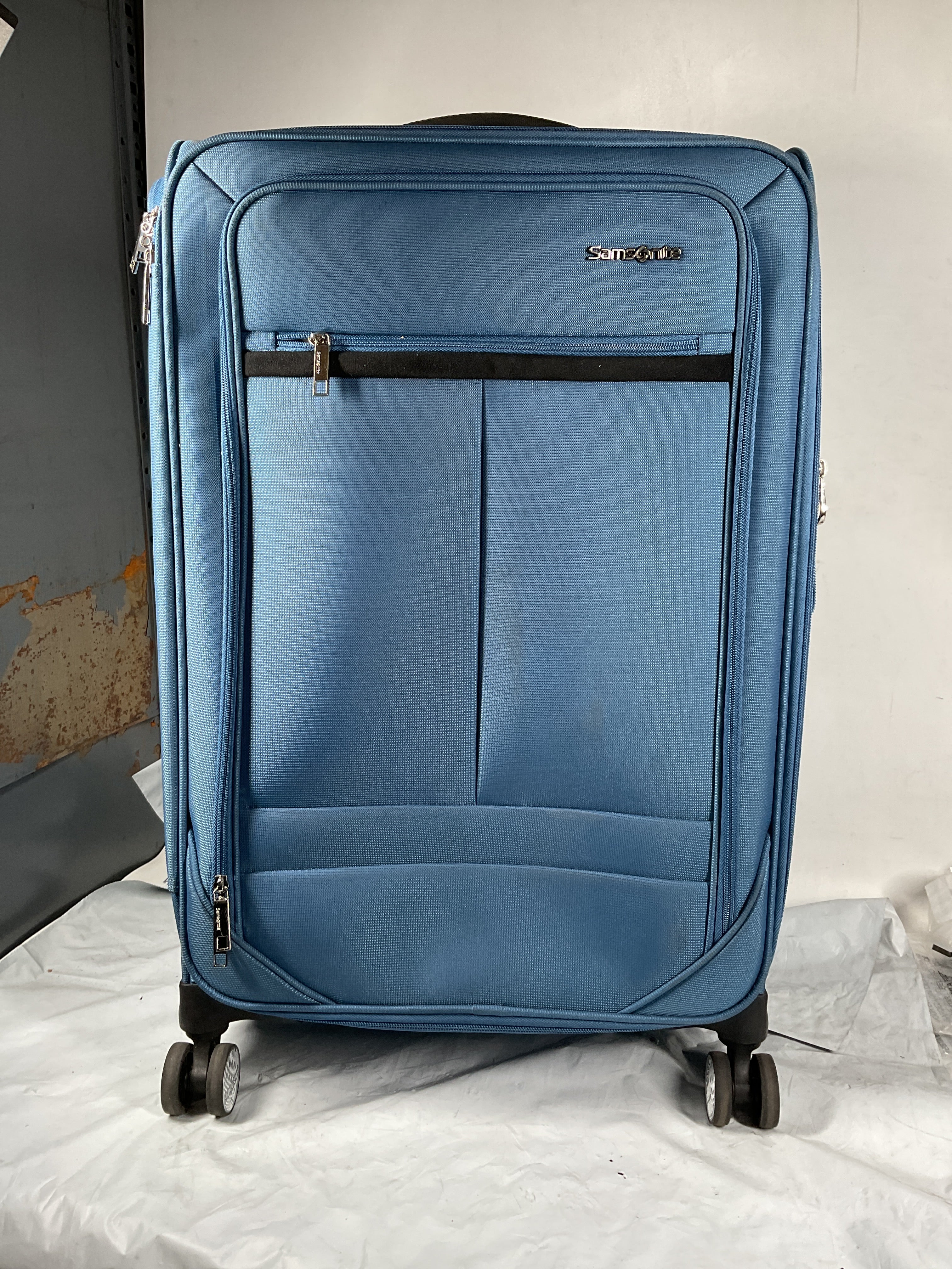 Samsonite Element Soft-Sided 25-Inch Lightweight Medium Checked Expandable Suitcase: Durable, 360 Spinner Wheels, Adjustable Telescopic Handle, 2 Front & 1 Side Pocket ( Captains Blue , 25-Inch Checked-Medium ) Captains Blue 25 Inch Checked Medi U7