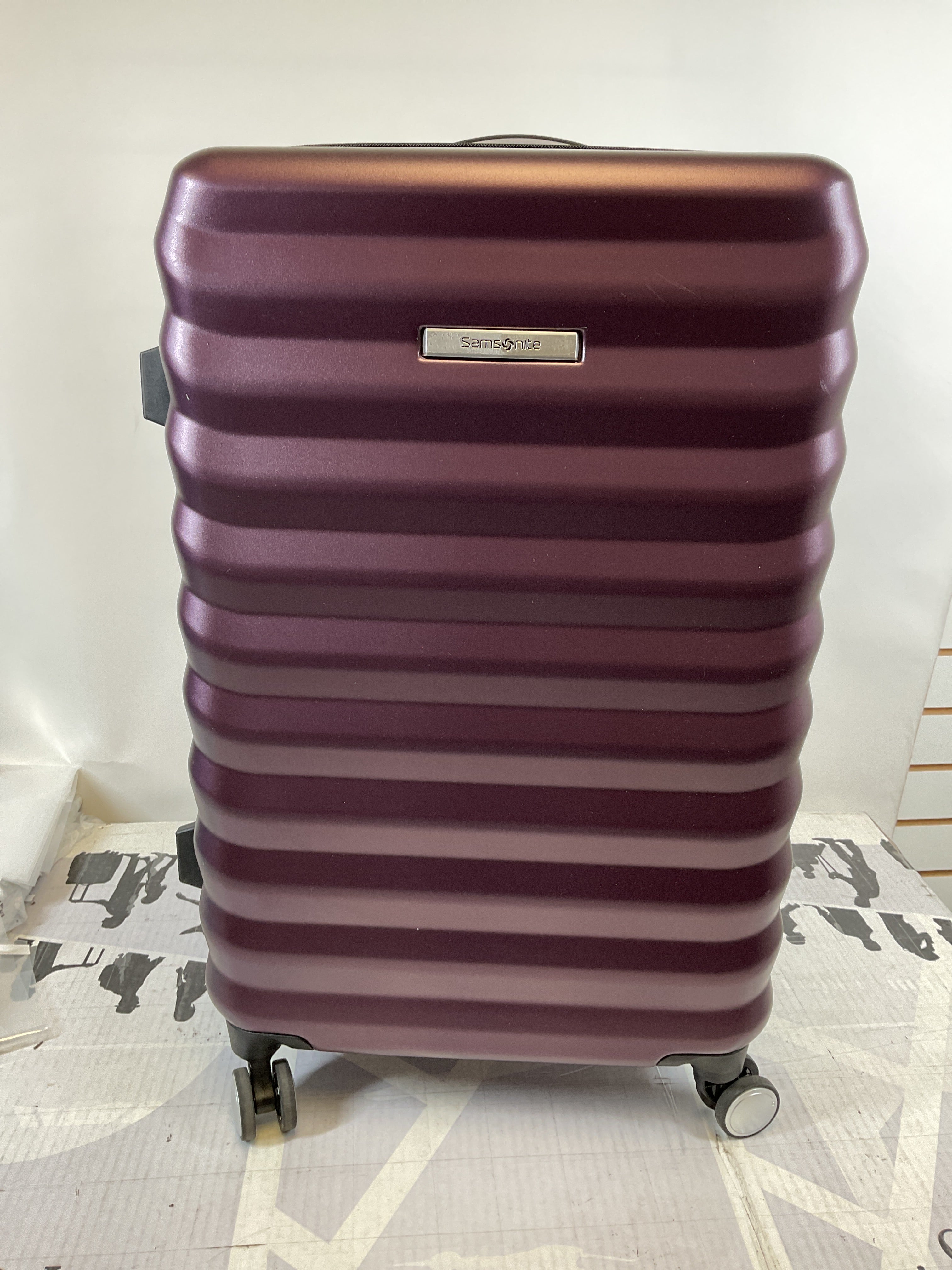 Samsonite Hard-Sided 24-Inch Lightweight Checked Medium Expandable Element Suitcase: Durable, 360 Spinner Wheels, Adjustable Telescopic Handle, TSA-Approved Lock ( Dusk Purple , 24-Inch Checked-Medium ) Dusk Purple 24 Inch Checked Medium U1