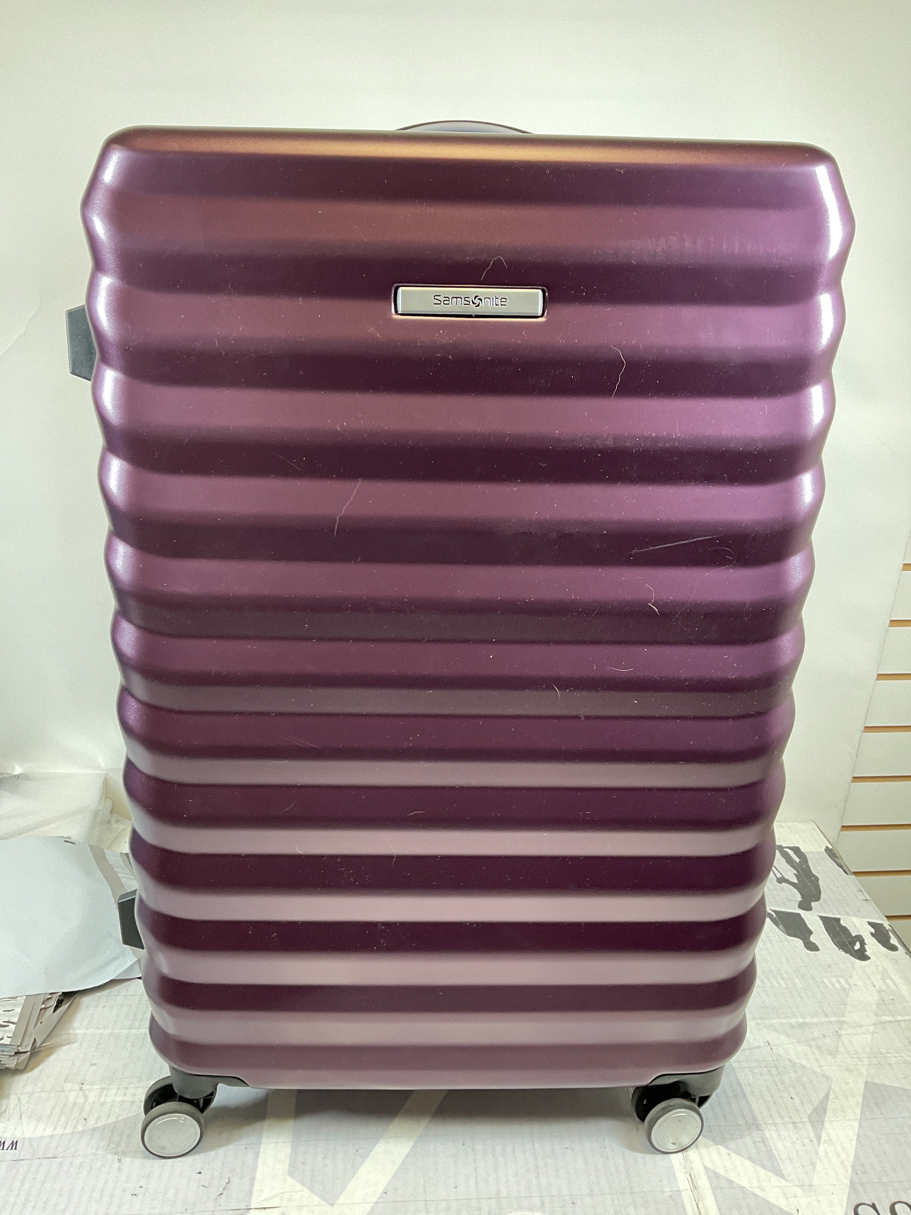 Samsonite Hard-Sided 28-Inch Lightweight Checked Large Expandable Element Suitcase: Durable, 360 Spinner Wheels, Adjustable Telescopic Handle, TSA-Approved Lock ( Dusk Purple , 28-Inch Checked-Large ) Dusk Purple 28 Inch Checked Large U5