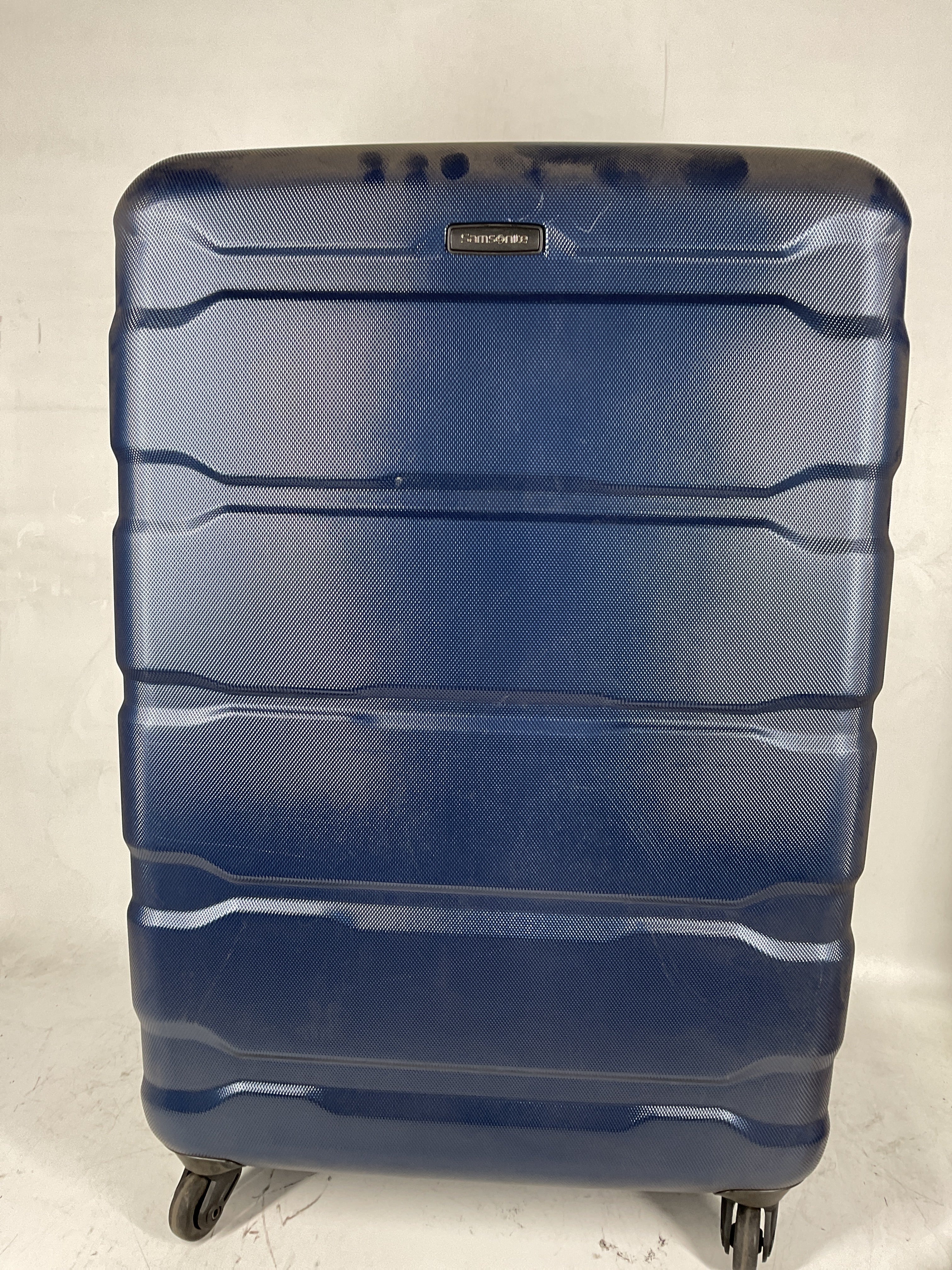 Samsonite Omni Pc Hardside Expandable Luggage with Spinner Wheels Navy Checked Large 28 Inch U48